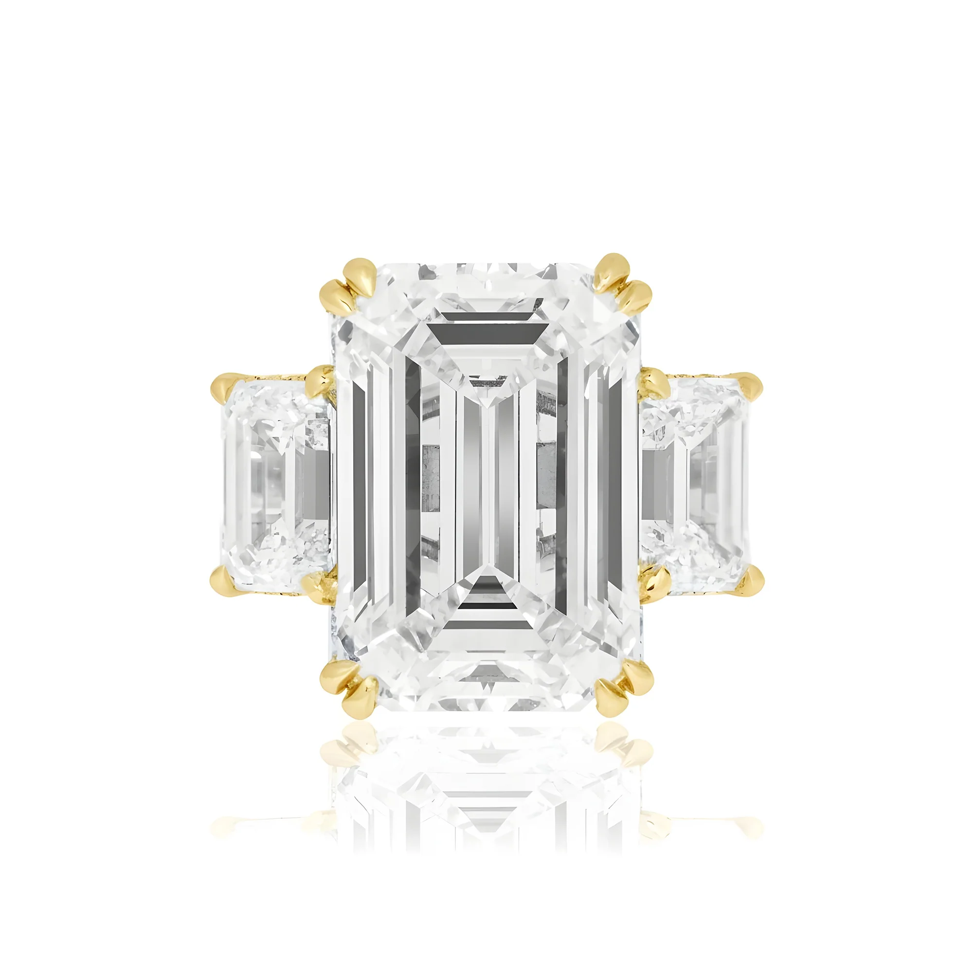 GIA Platinum 18ct Triple Emerald Cut Diamond Engagement Ring 24.42ctw - Image 10