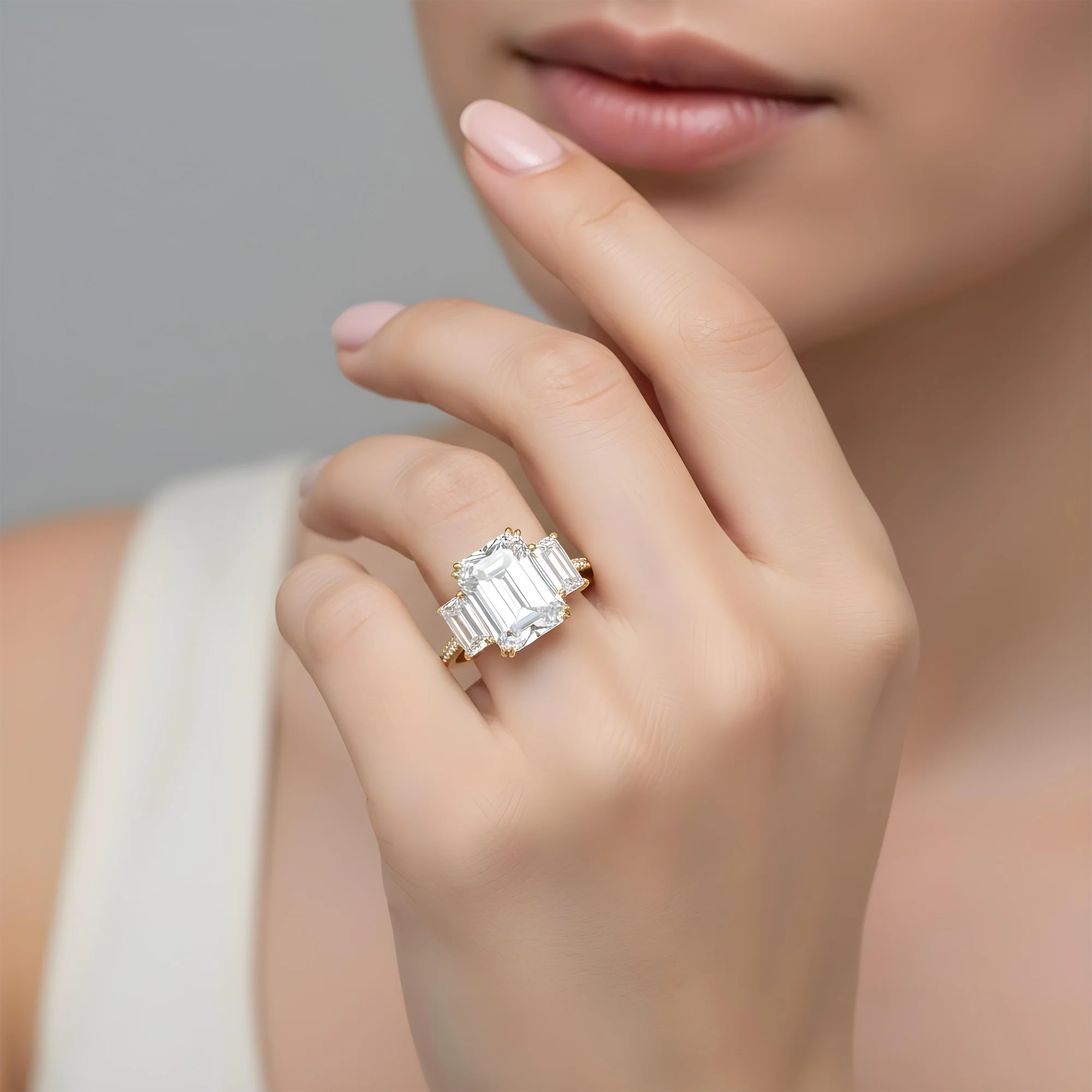 GIA Platinum 18ct Triple Emerald Cut Diamond Engagement Ring 24.42ctw - Image 11