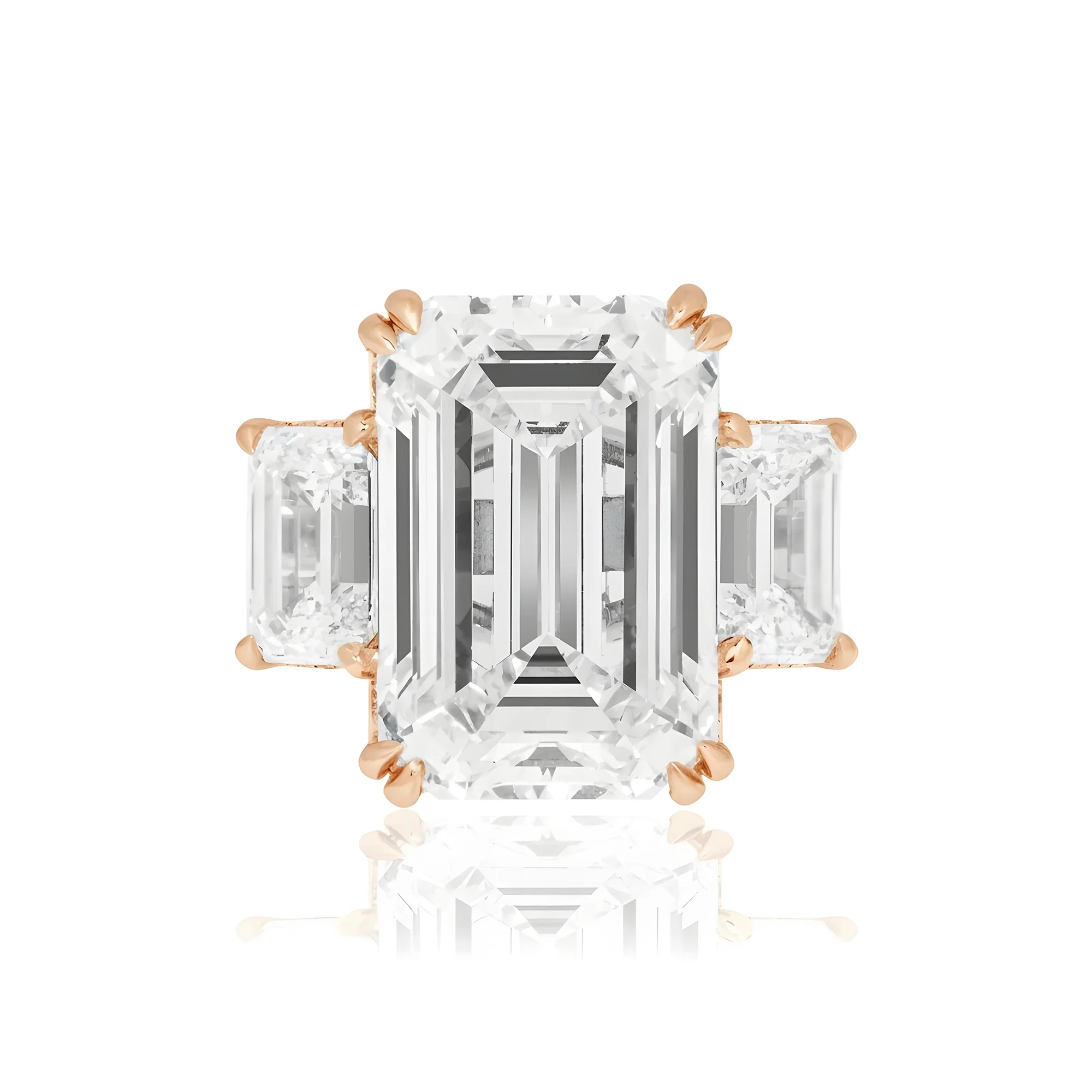 GIA Platinum 18ct Triple Emerald Cut Diamond Engagement Ring 24.42ctw - Image 12