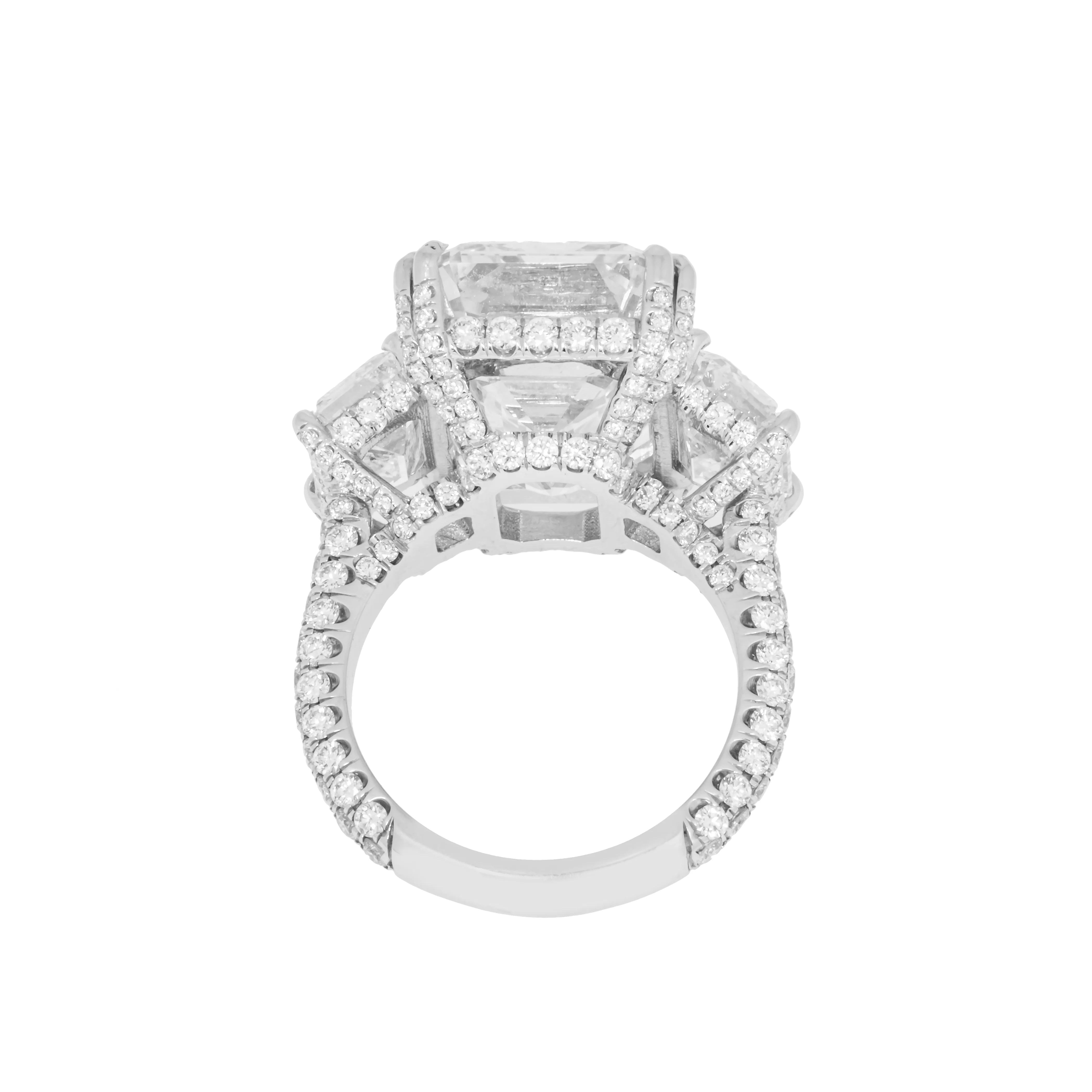GIA Platinum 18ct Triple Emerald Cut Diamond Engagement Ring 24.42ctw - Image 4