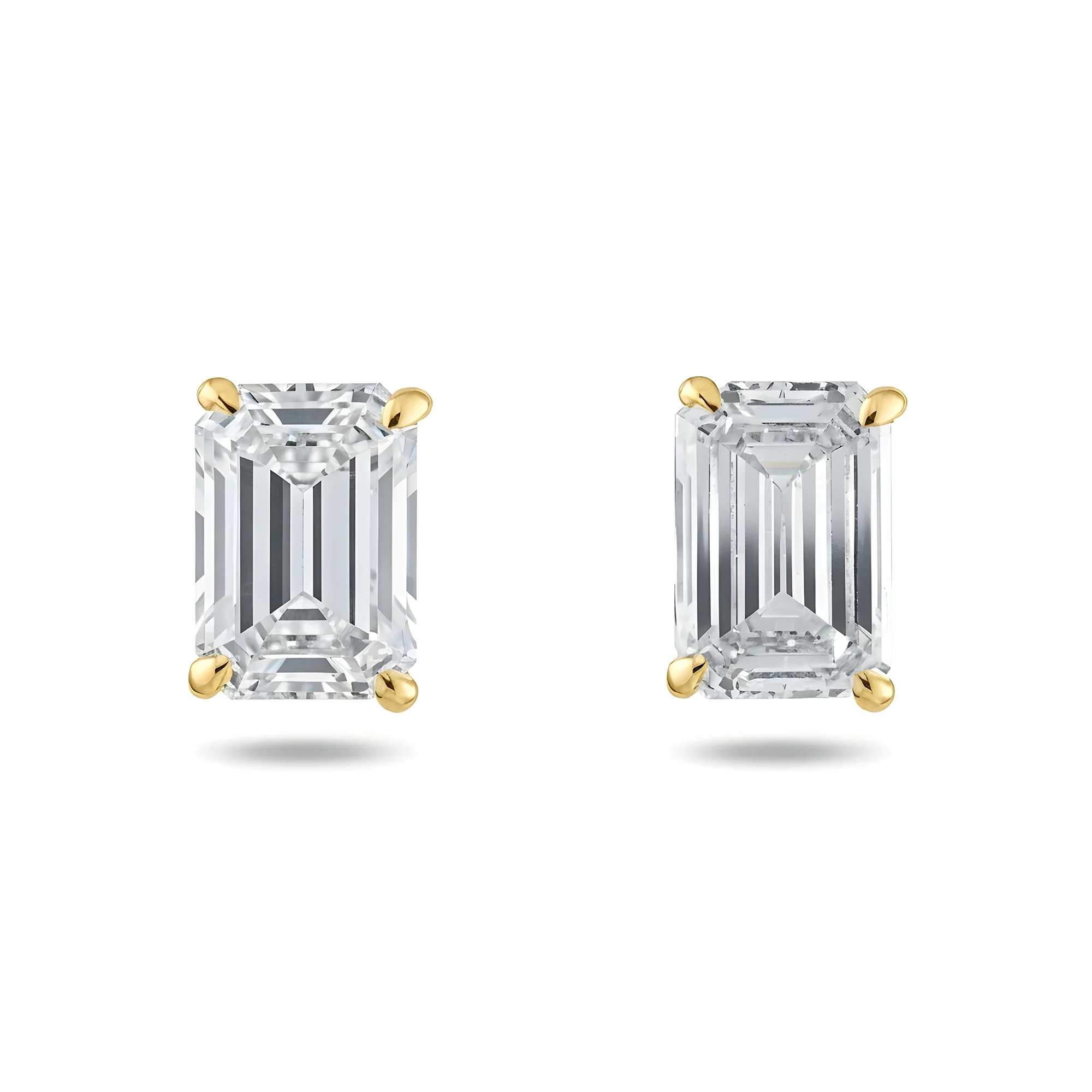 GIA Platinum & 18K White Gold Solitaire Emerald Cut Diamond Studs 2.06ctw - Image 5