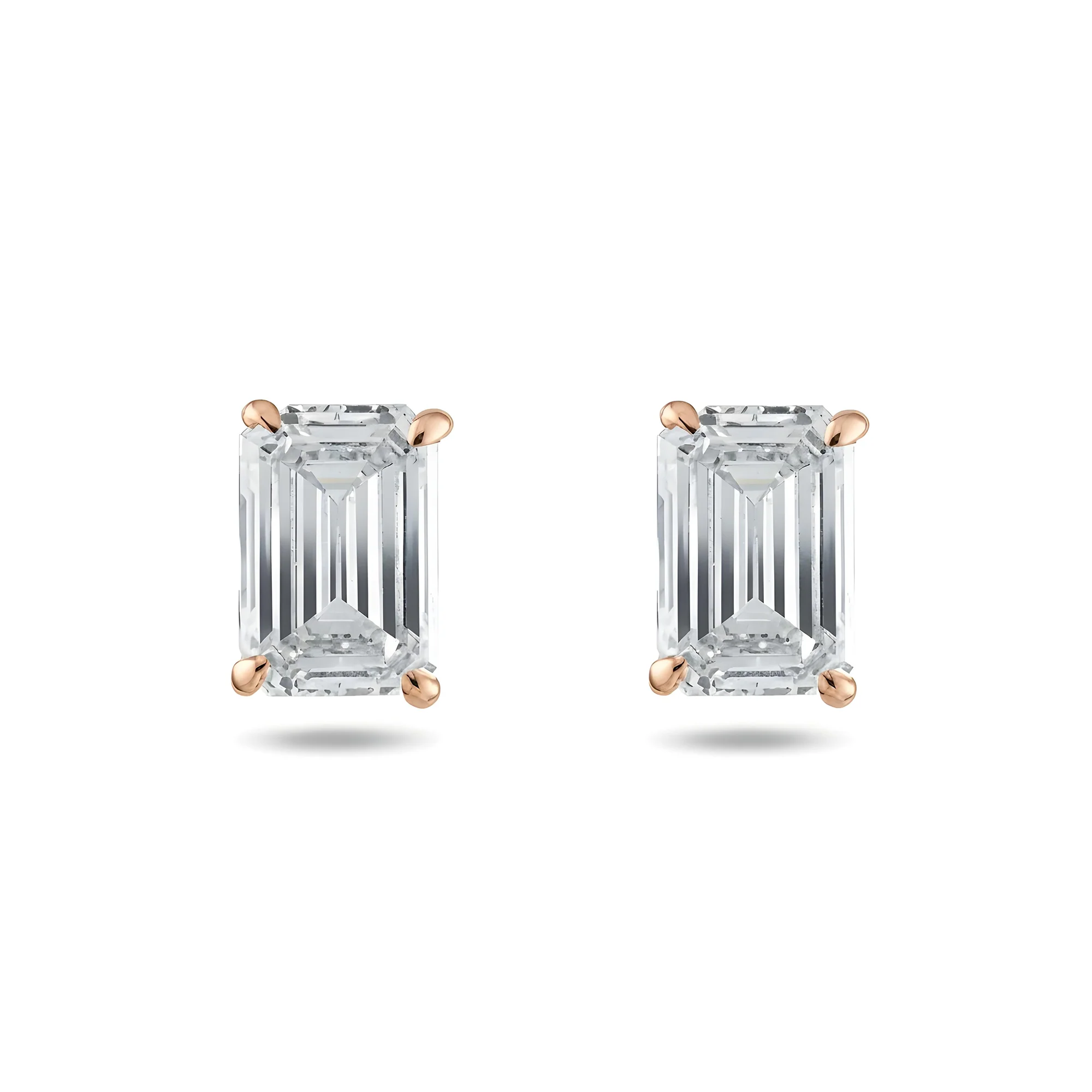 GIA Platinum & 18K White Gold Solitaire Emerald Cut Diamond Studs 2.06ctw - Image 7