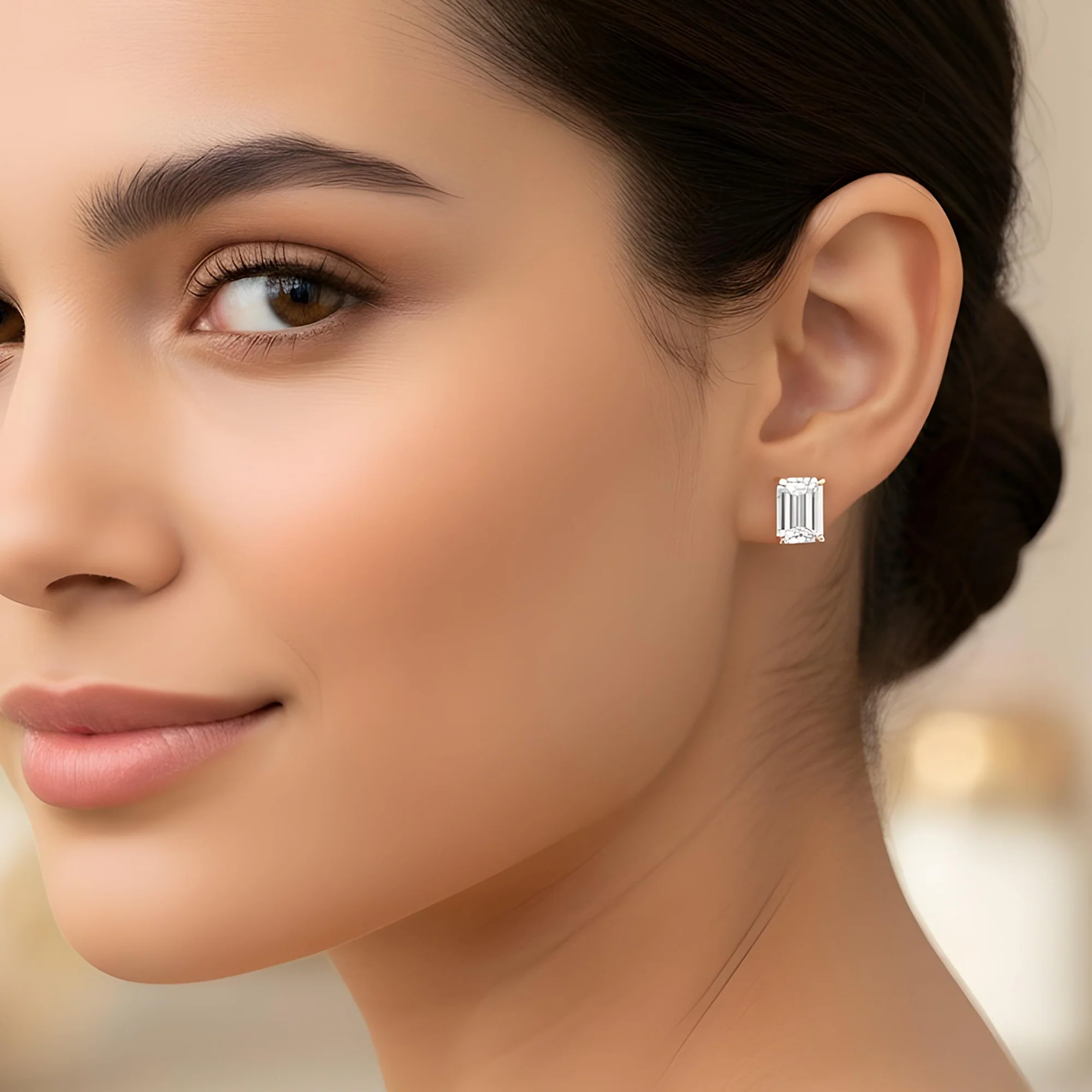 GIA Platinum & 18K White Gold Solitaire Emerald Cut Diamond Studs 2.06ctw - Image 8