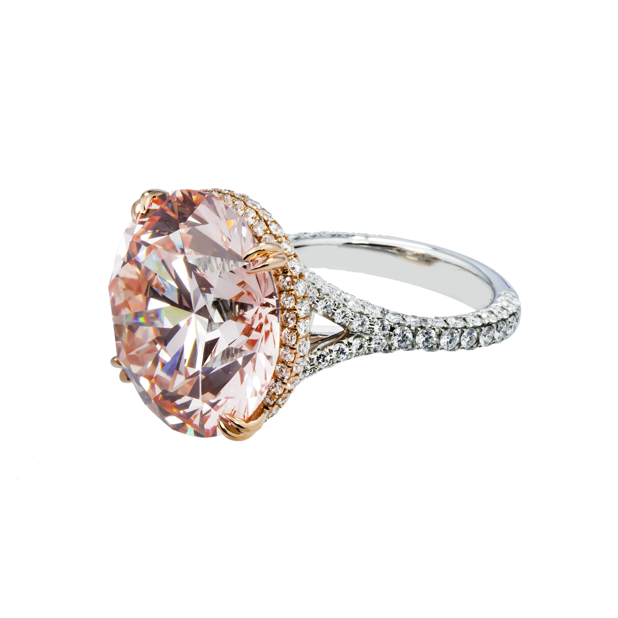 GIA Platinum 19.27ct Round Cut Fancy Vivid Pink Diamond Ring 21.18ctw - Image 3