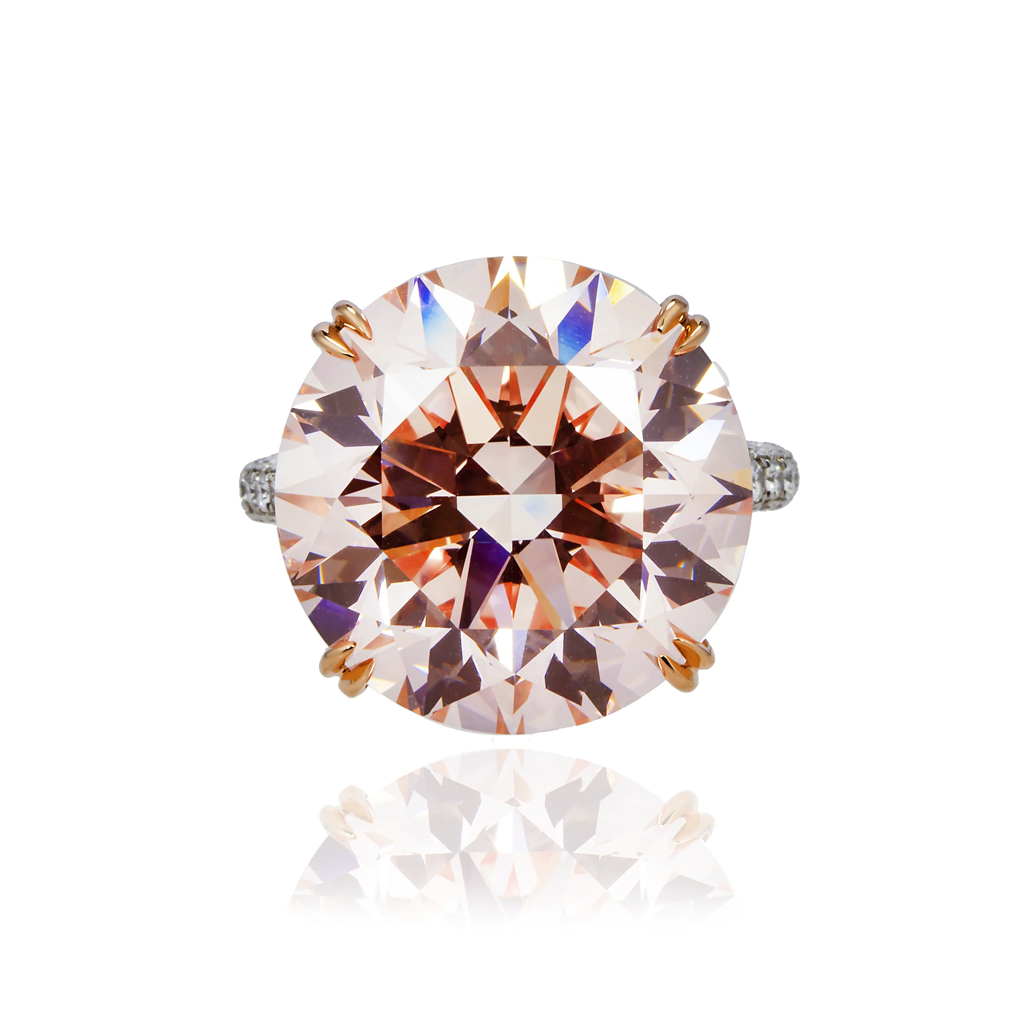 GIA Platinum 19.27ct Round Cut Fancy Vivid Pink Diamond Ring 21.18ctw - Image 5