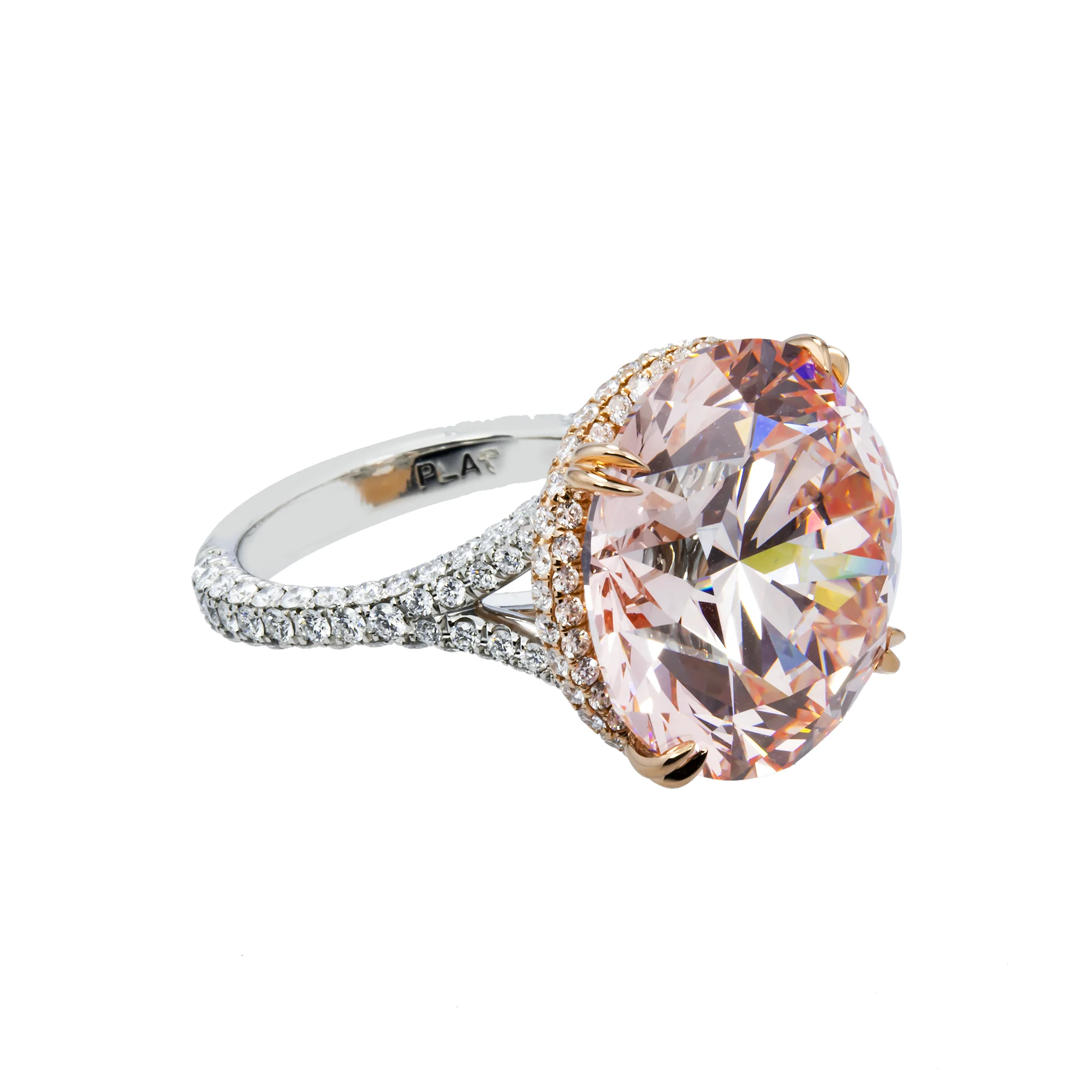 GIA Platinum 19.27ct Round Cut Fancy Vivid Pink Diamond Ring 21.18ctw - Image 6