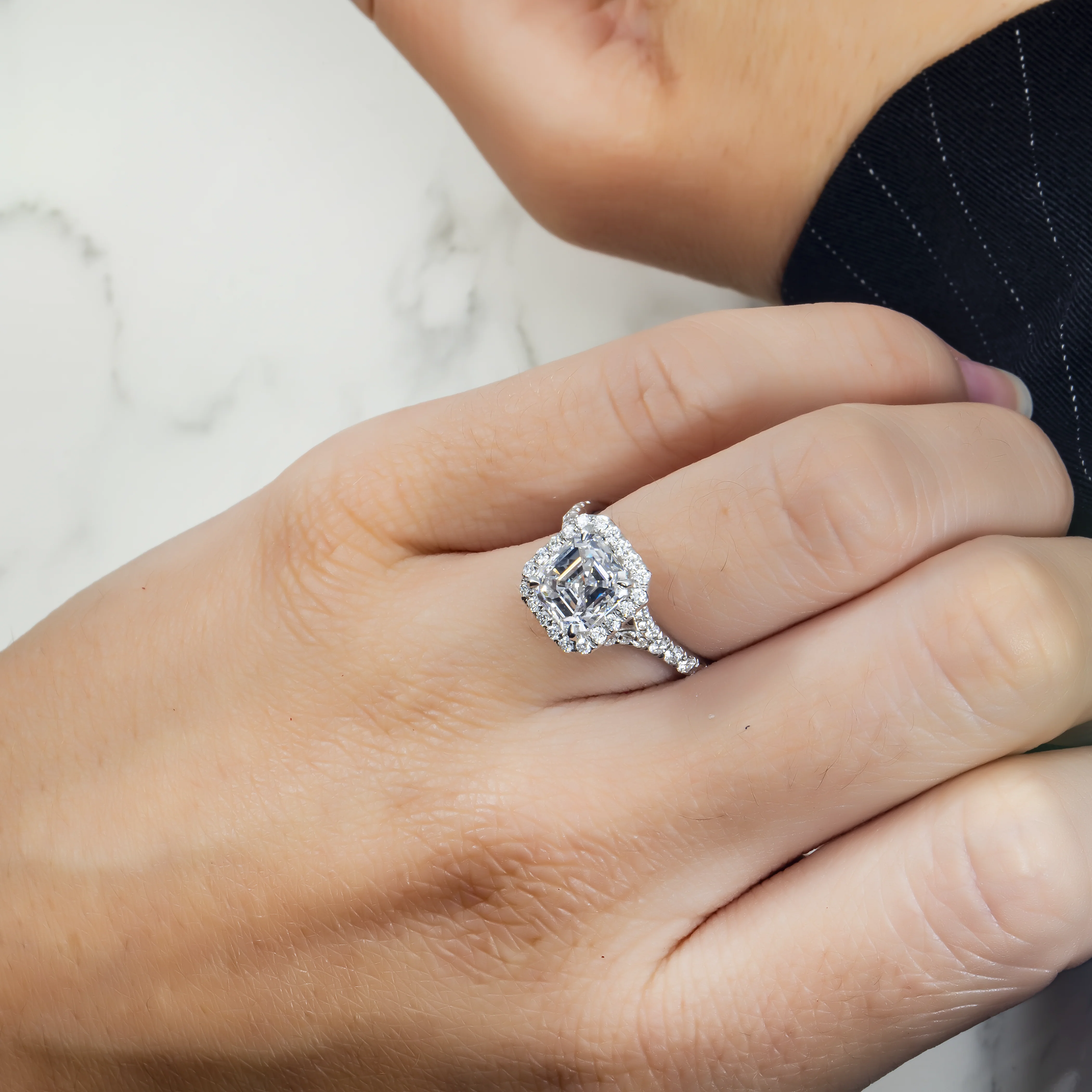 GIA Platinum 2.78ct Asscher Cut Diamond Engagement Ring 3.73ctw - Image 3