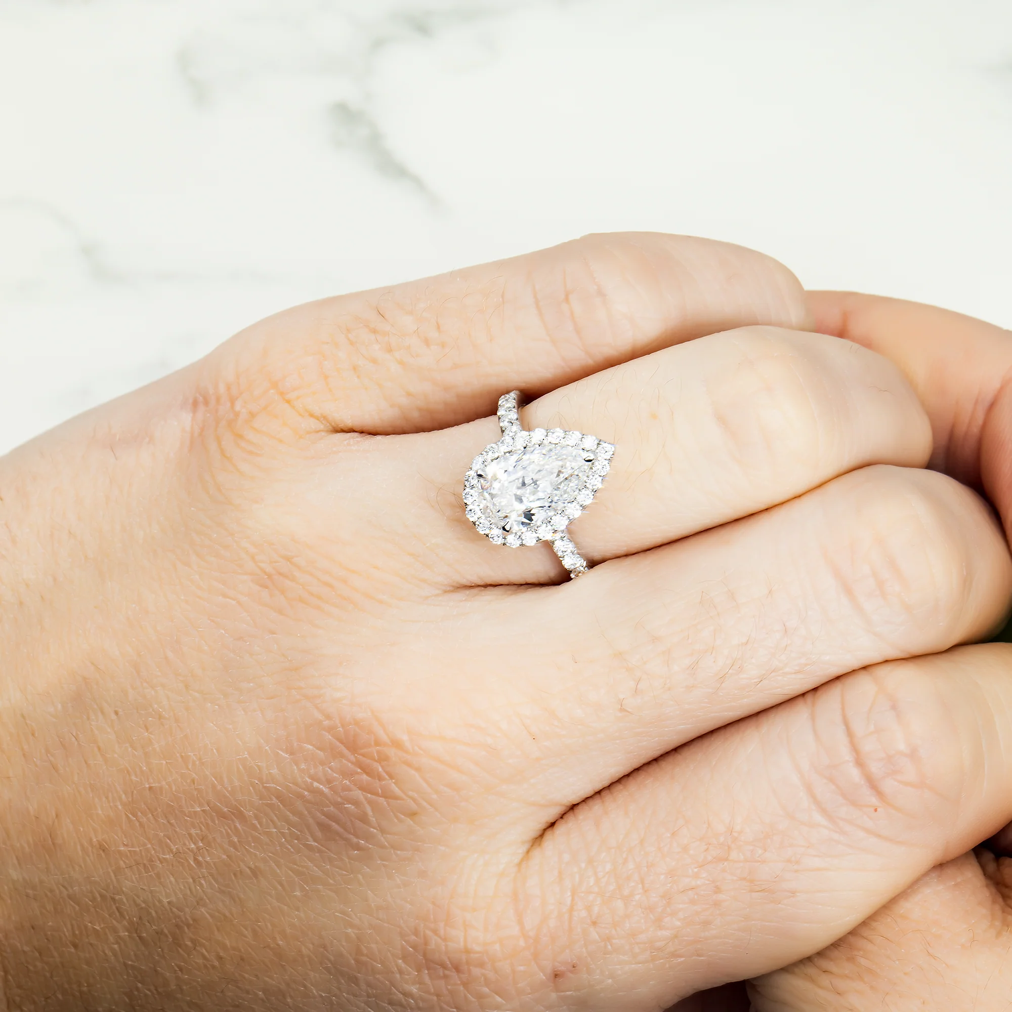 GIA Platinum 2.90ct Internally Flawless Pear Cut Diamond Engagement Ring 3.10ctw - Image 3