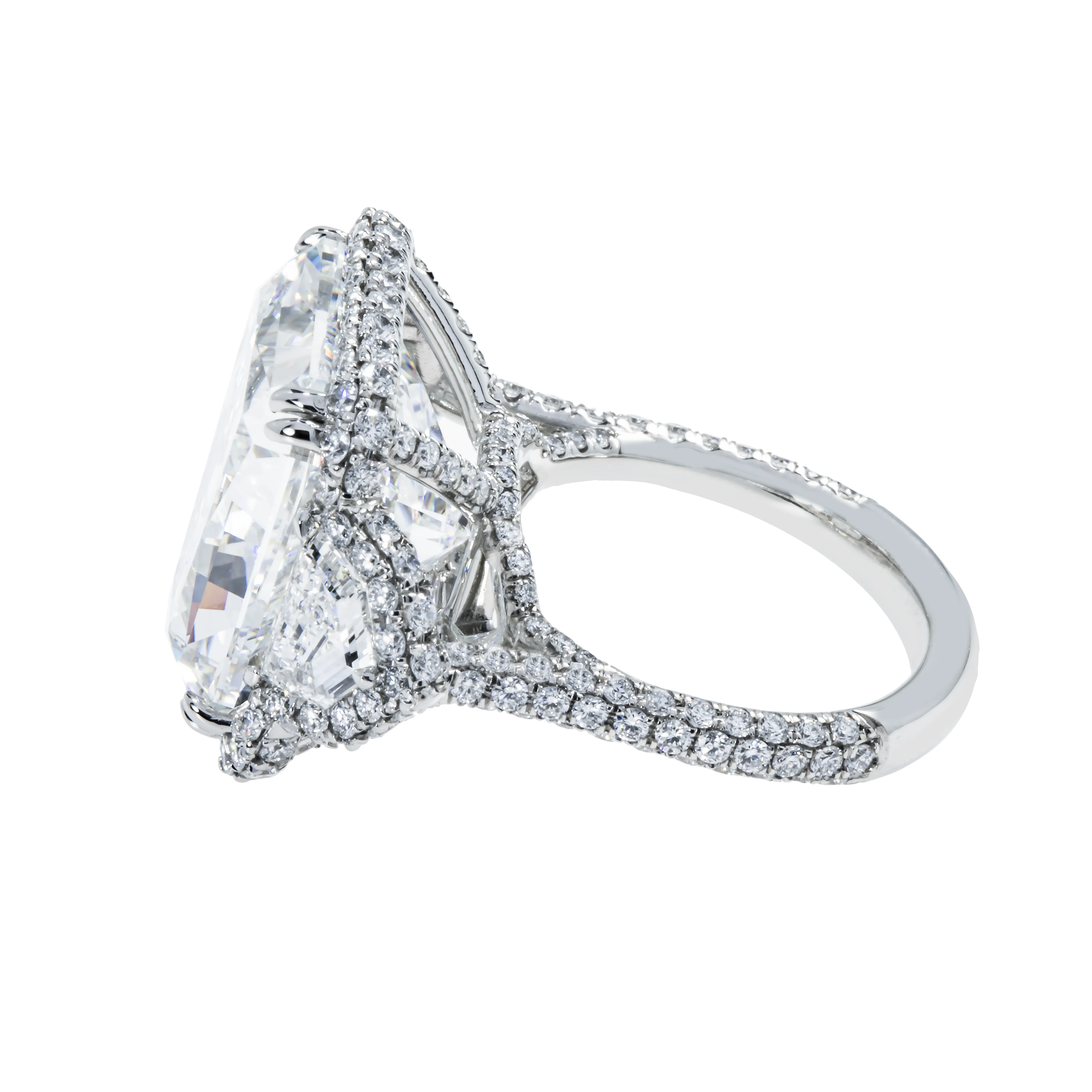 GIA Platinum 20.03ct Square Radiant Cut Triple Diamond Engagement Ring 23.13ctw - Image 4