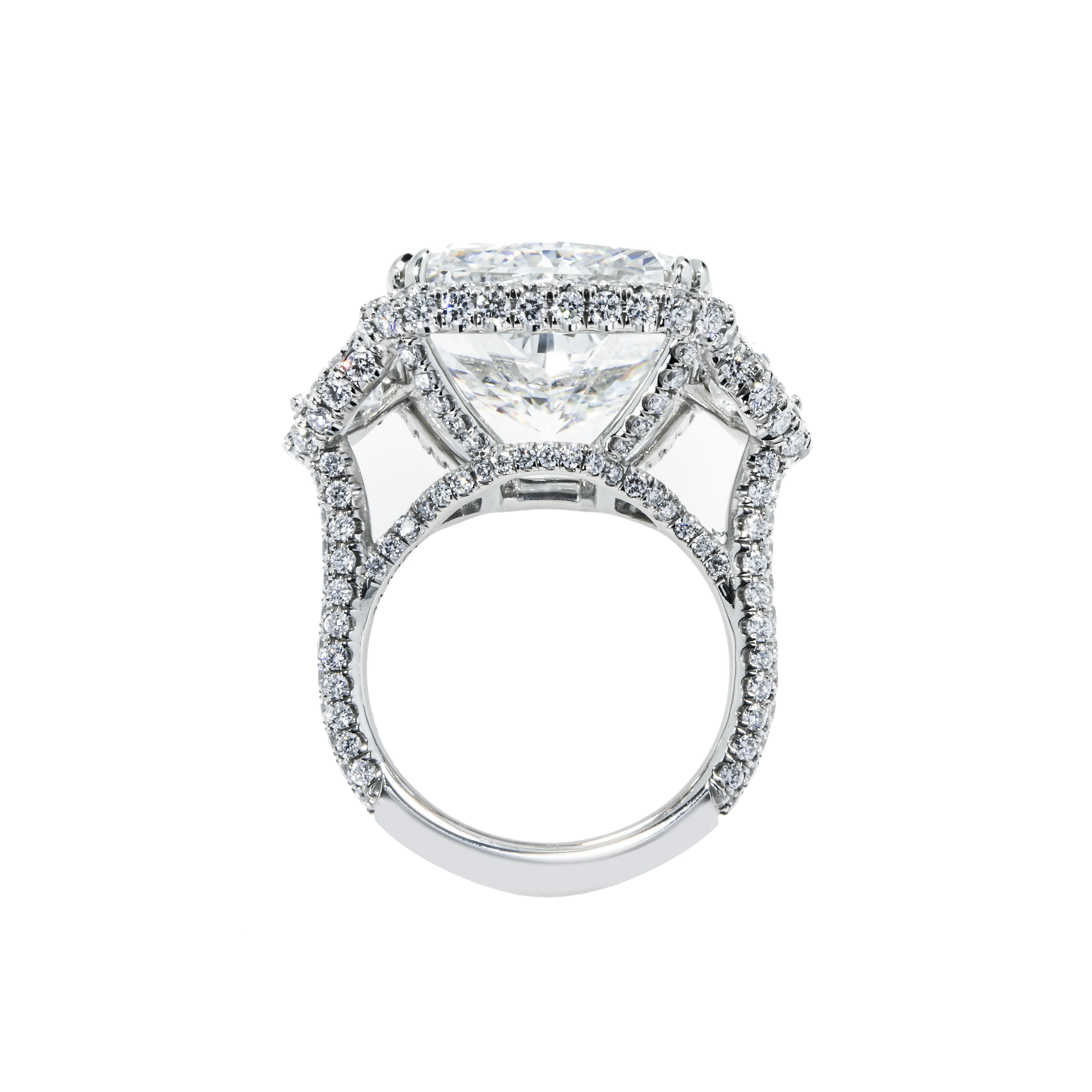 GIA Platinum 20.03ct Square Radiant Cut Triple Diamond Engagement Ring 23.13ctw - Image 5