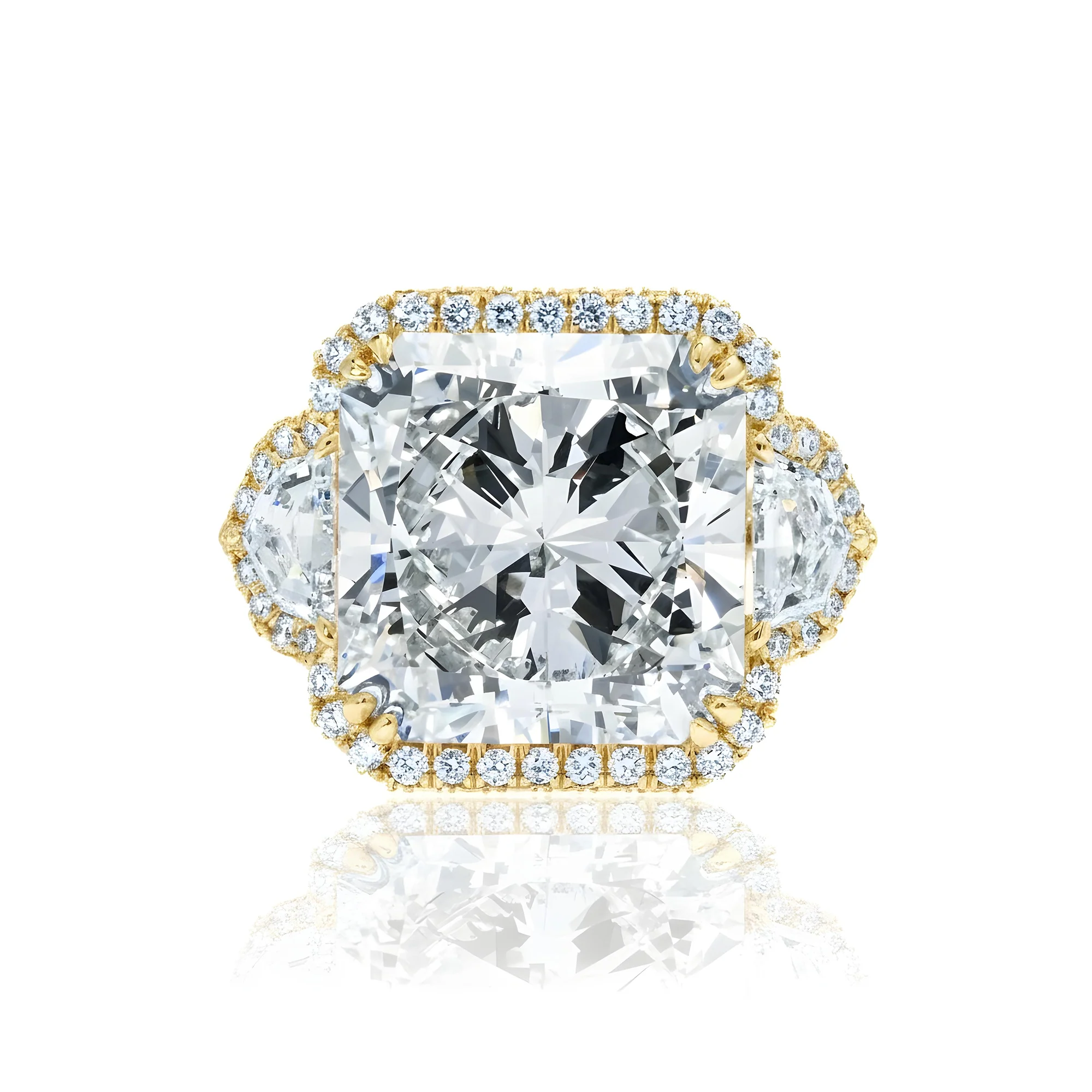 GIA Platinum 20.03ct Square Radiant Cut Triple Diamond Engagement Ring 23.13ctw - Image 7
