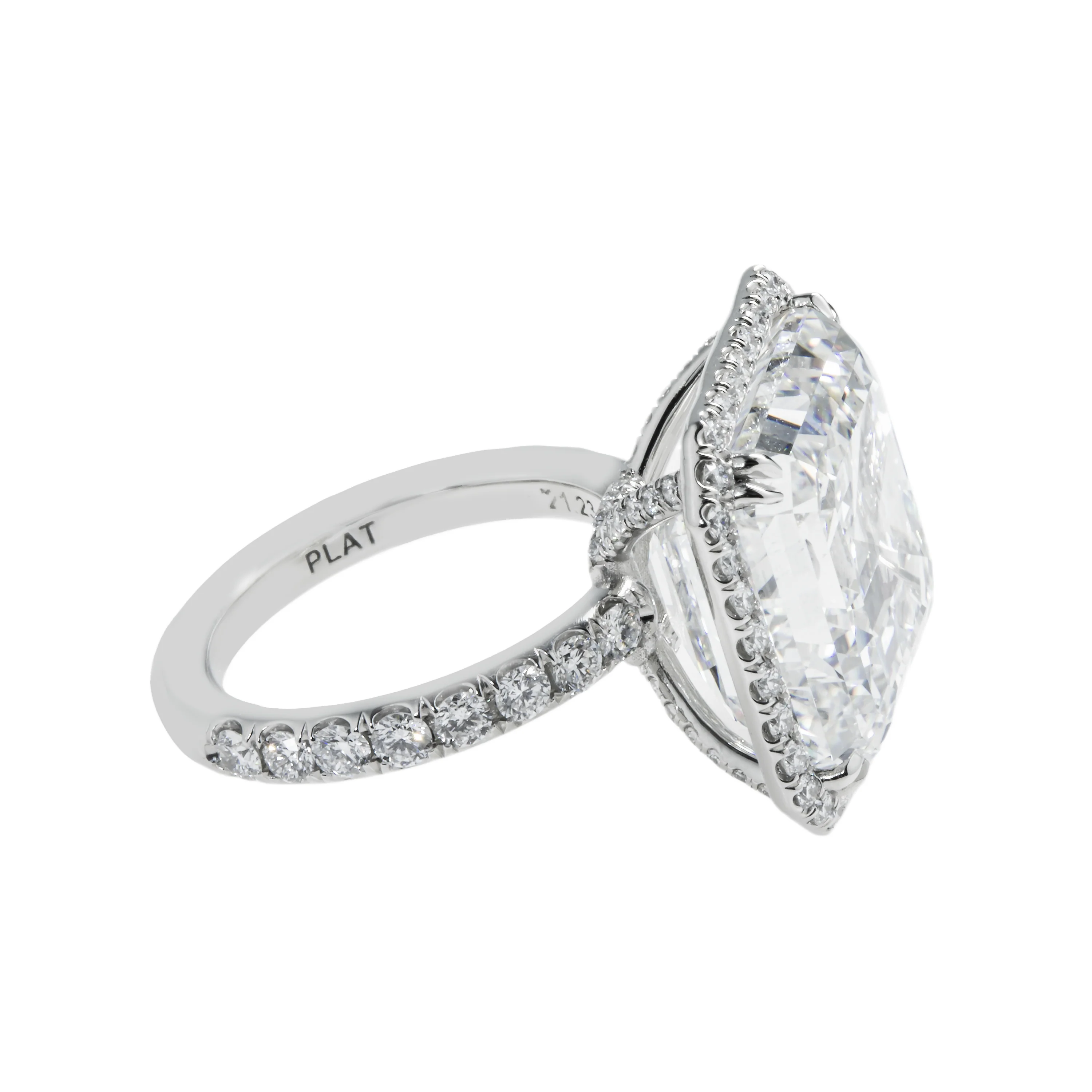 GIA Platinum 21.23ct Asscher Cut Diamond Engagement Ring 22.63ctw - Image 4