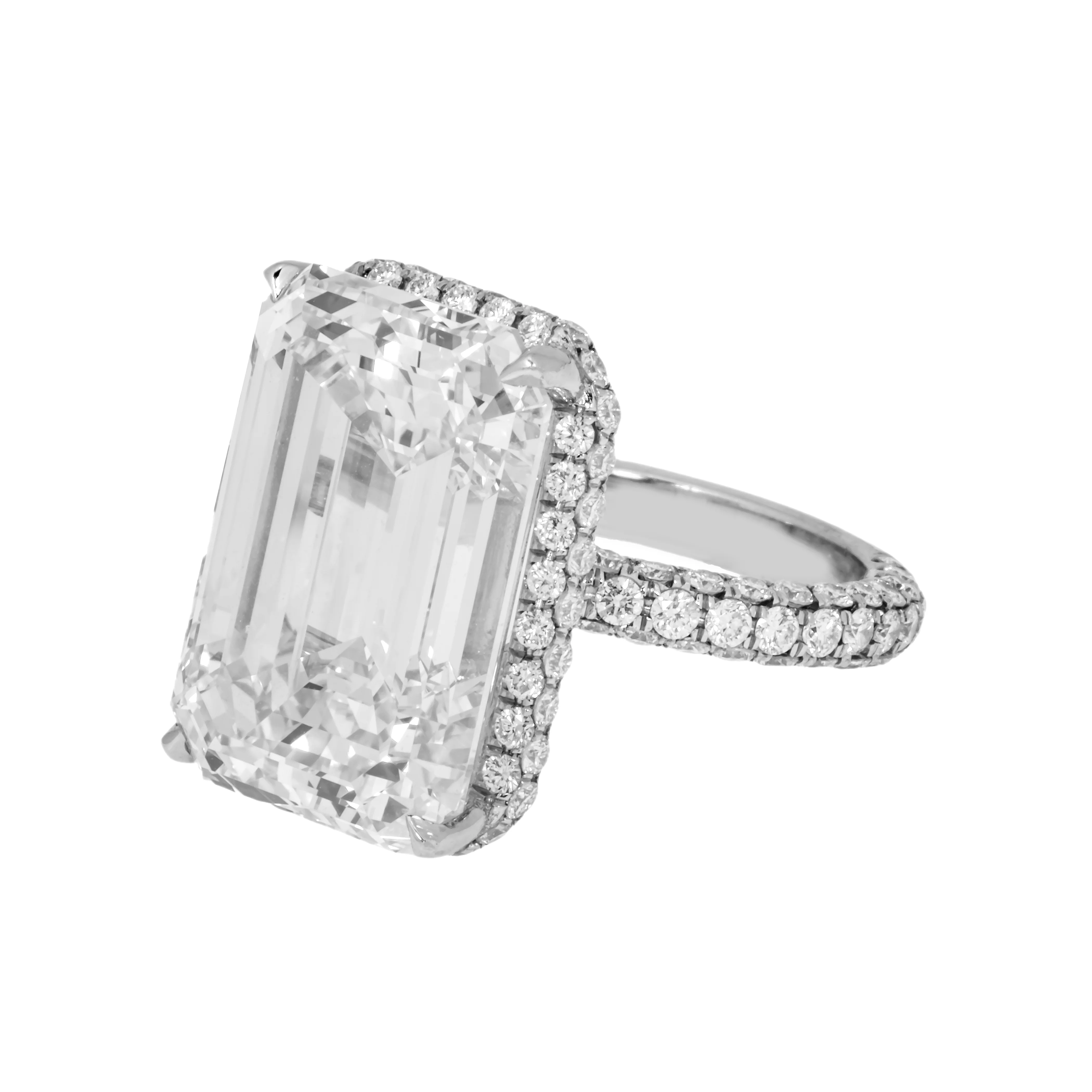GIA Platinum 21.40ct Emerald Cut Diamond Engagement Ring 22.86ctw - Image 4