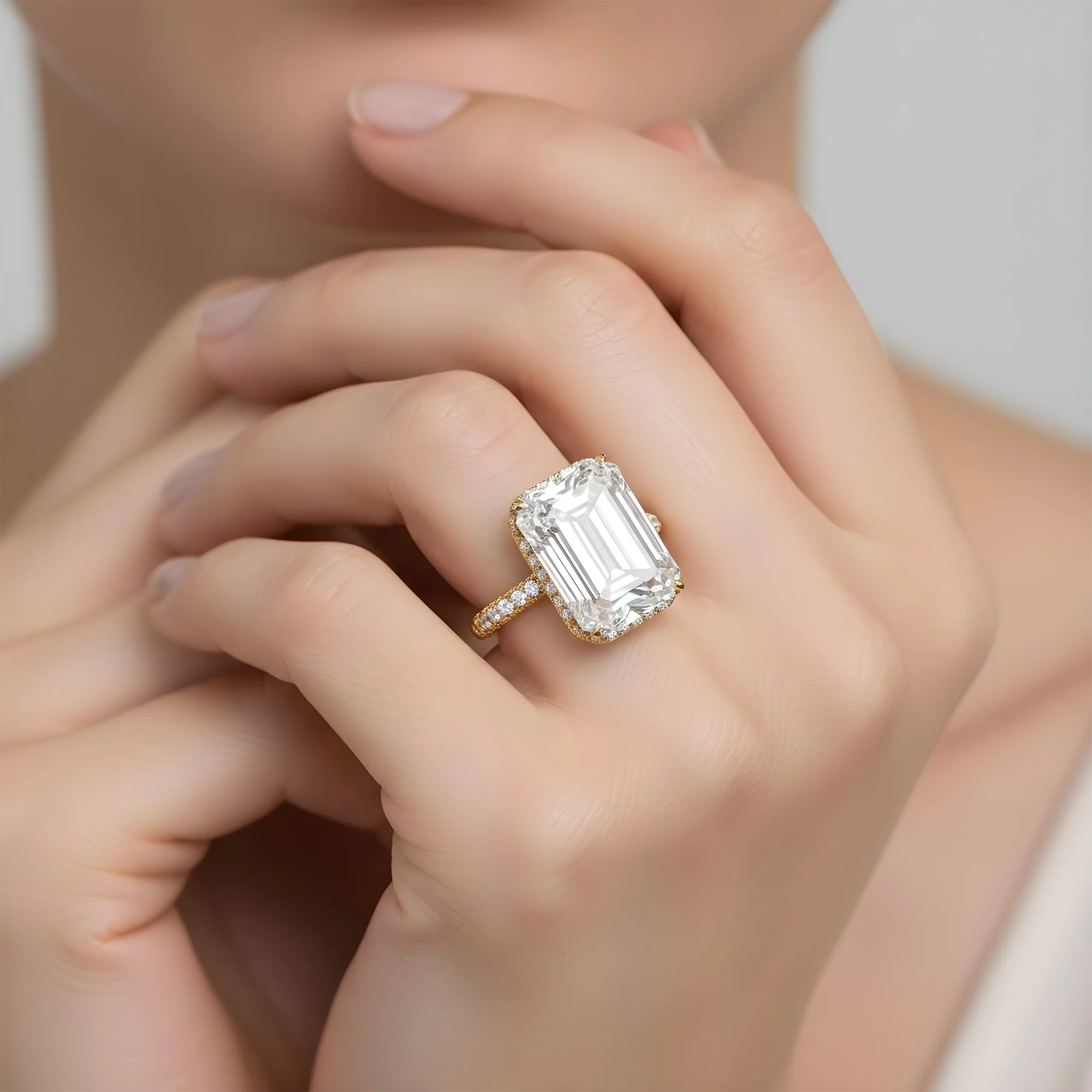 GIA Platinum 21.40ct Emerald Cut Diamond Engagement Ring 22.86ctw - Image 8