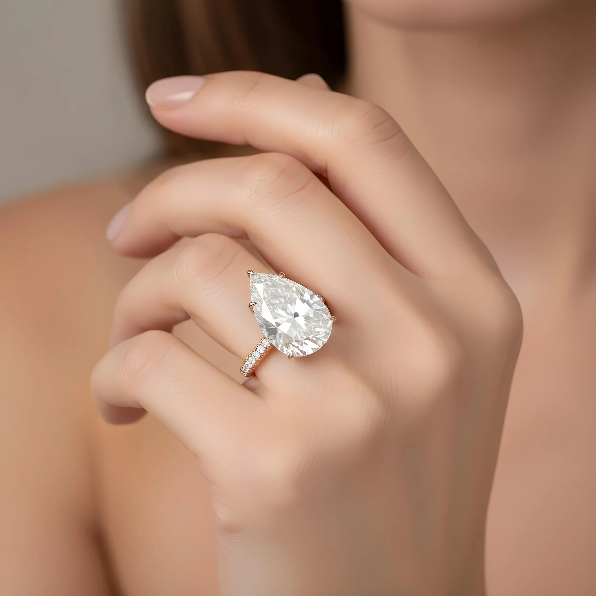 GIA Platinum 23ct Pear Cut Diamond Engagement Ring 25.05ctw - Image 10