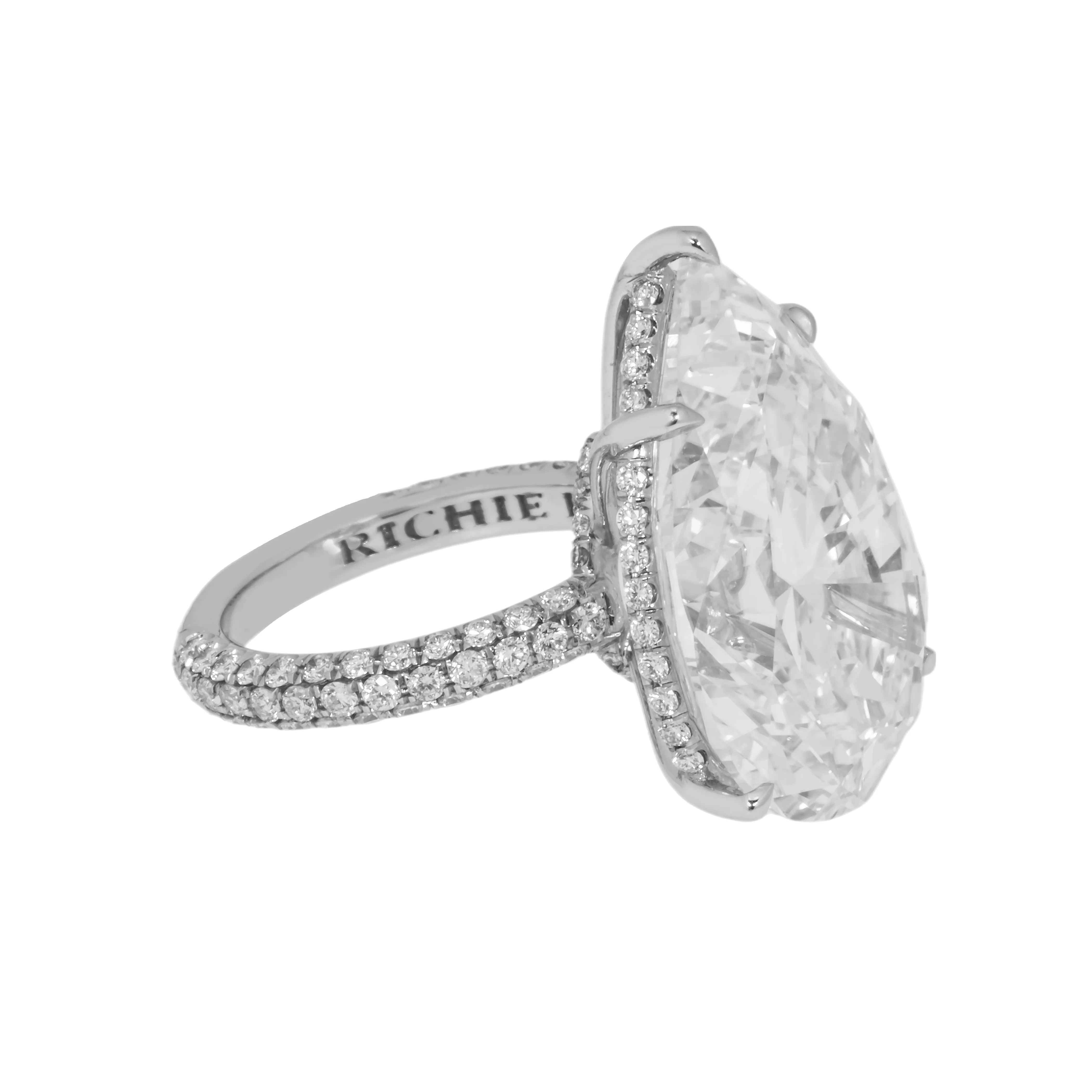 GIA Platinum 23ct Pear Cut Diamond Engagement Ring 25.05ctw - Image 5