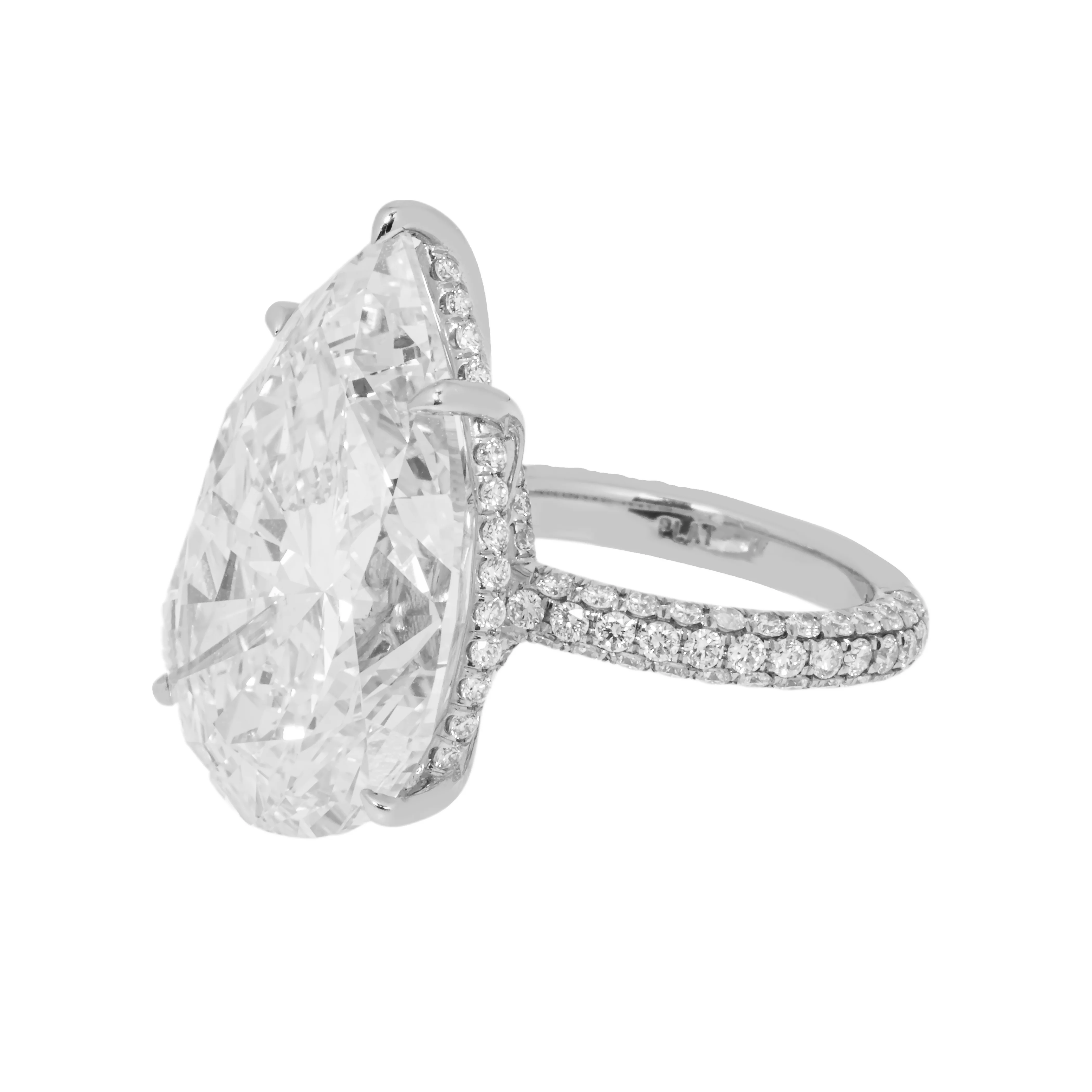 GIA Platinum 23ct Pear Cut Diamond Engagement Ring 25.05ctw - Image 6