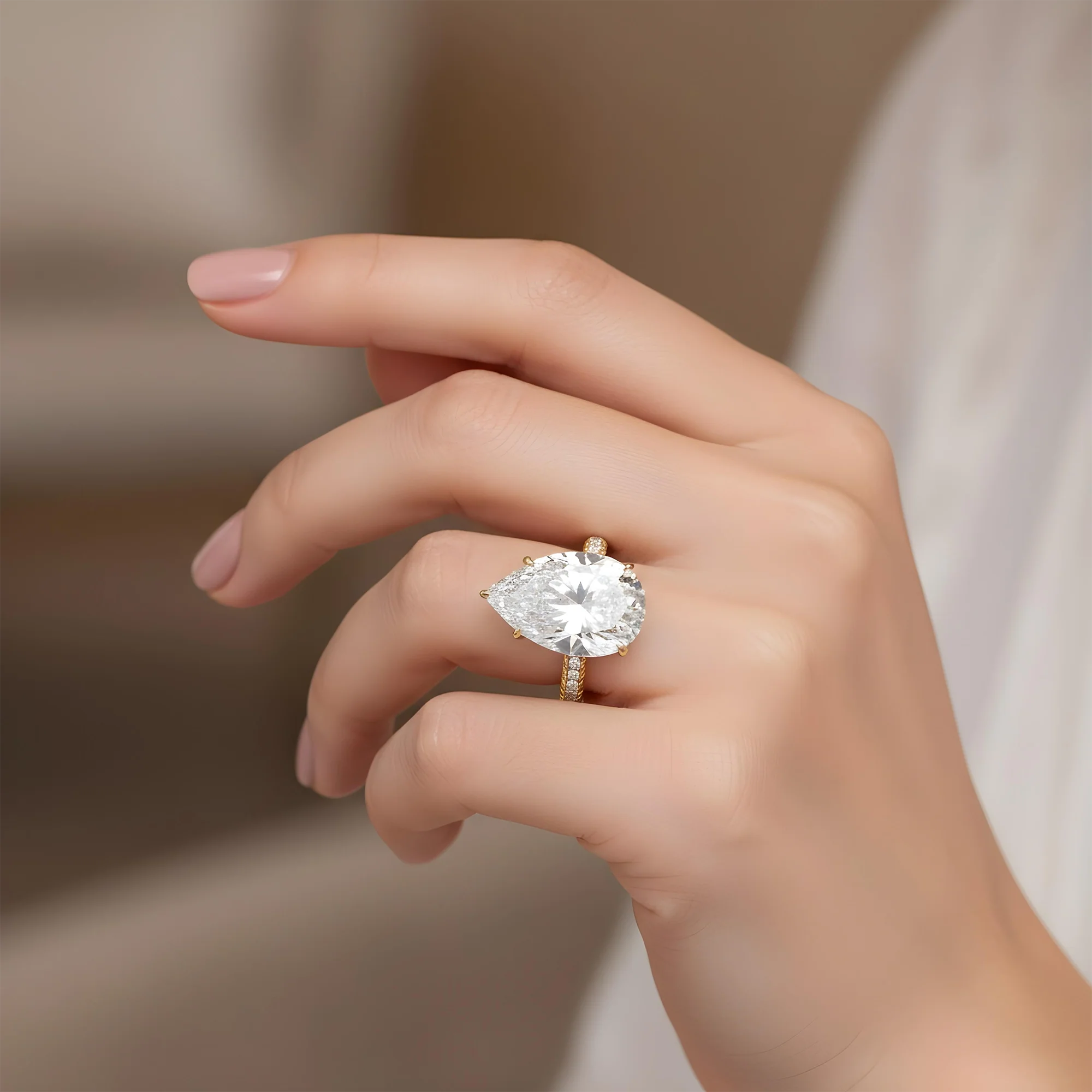 GIA Platinum 23ct Pear Cut Diamond Engagement Ring 25.05ctw - Image 8