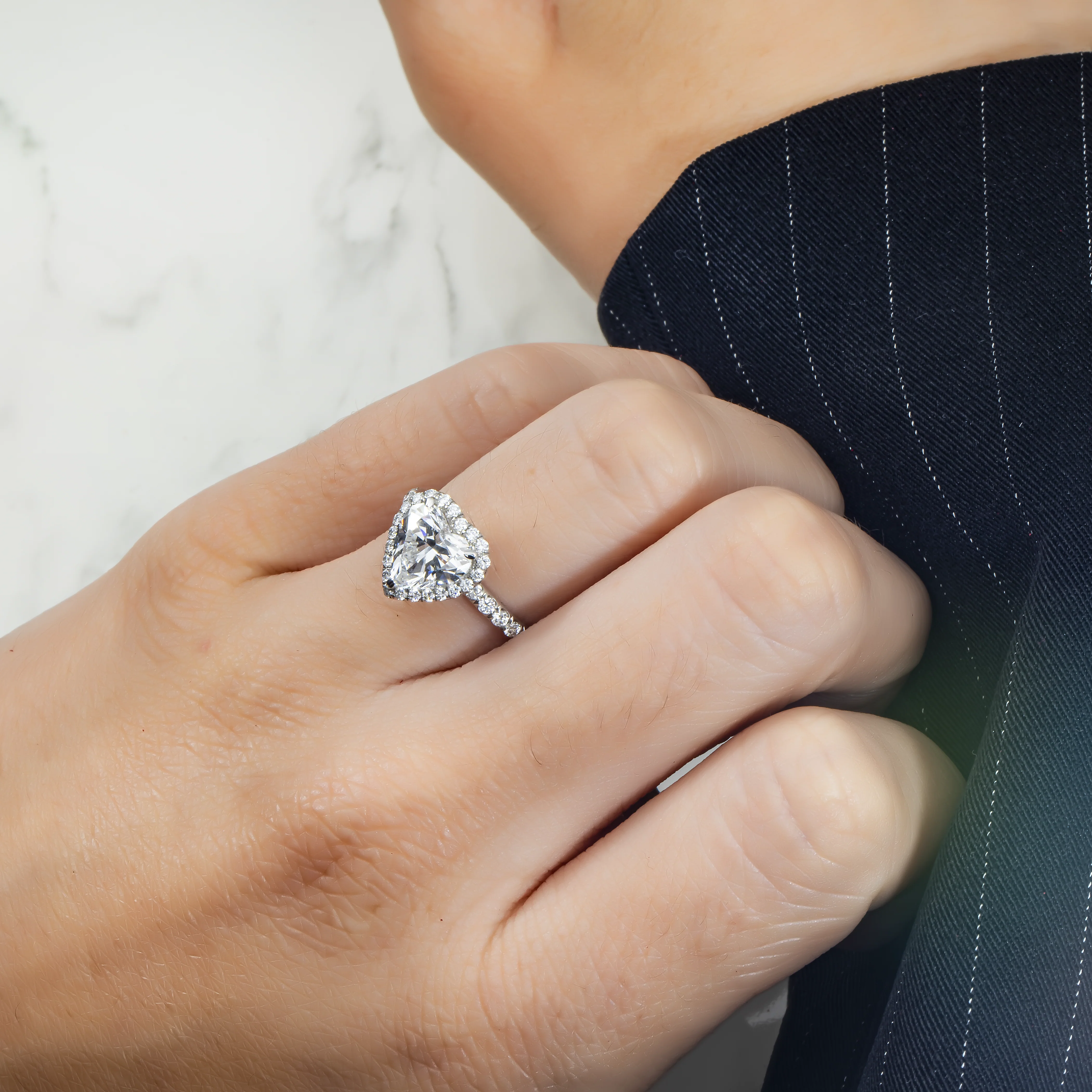 GIA Platinum 2.01ct Heart Cut Diamond Engagement Ring 2.71ctw - Image 3