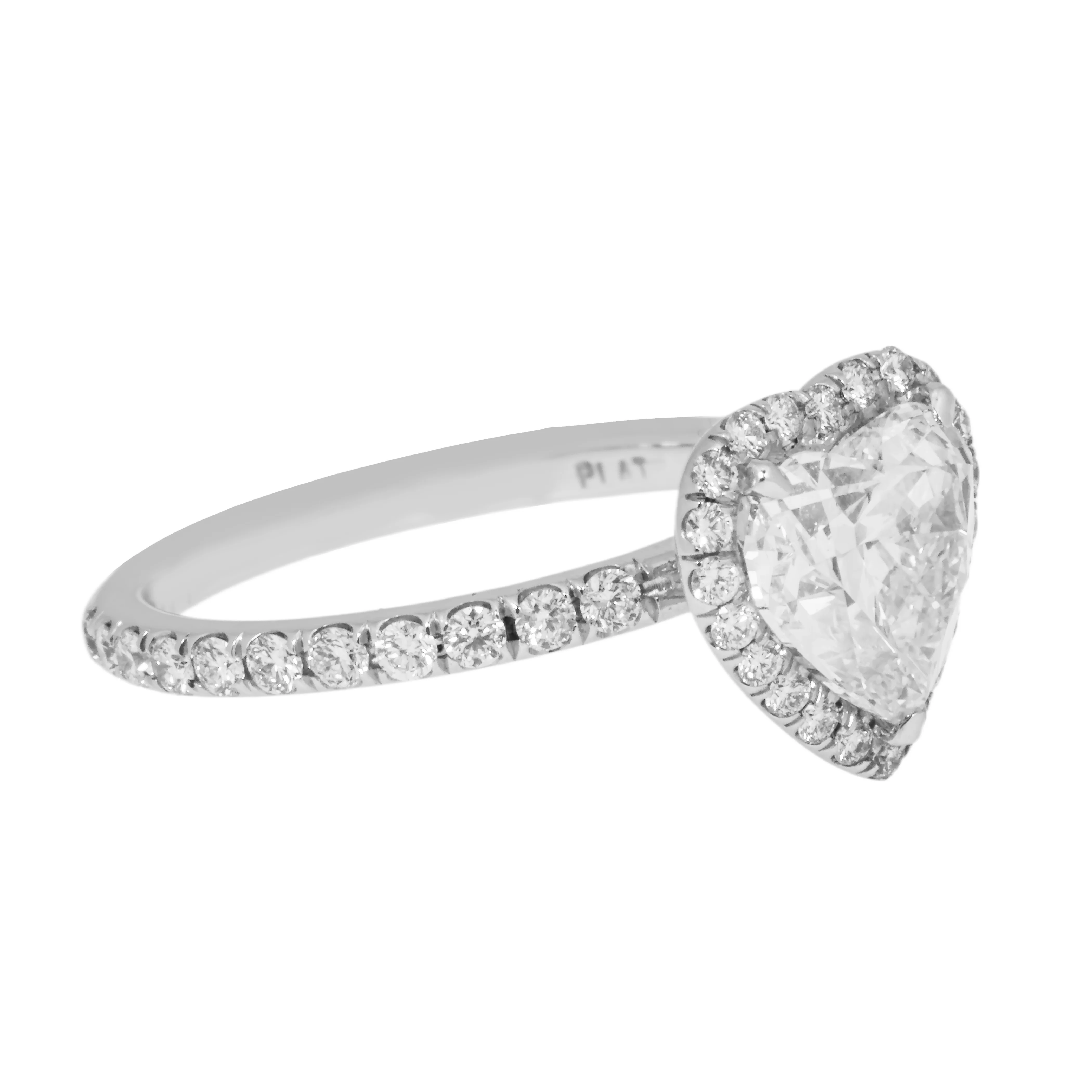 GIA Platinum 2.01ct Heart Cut Diamond Engagement Ring 2.71ctw - Image 6