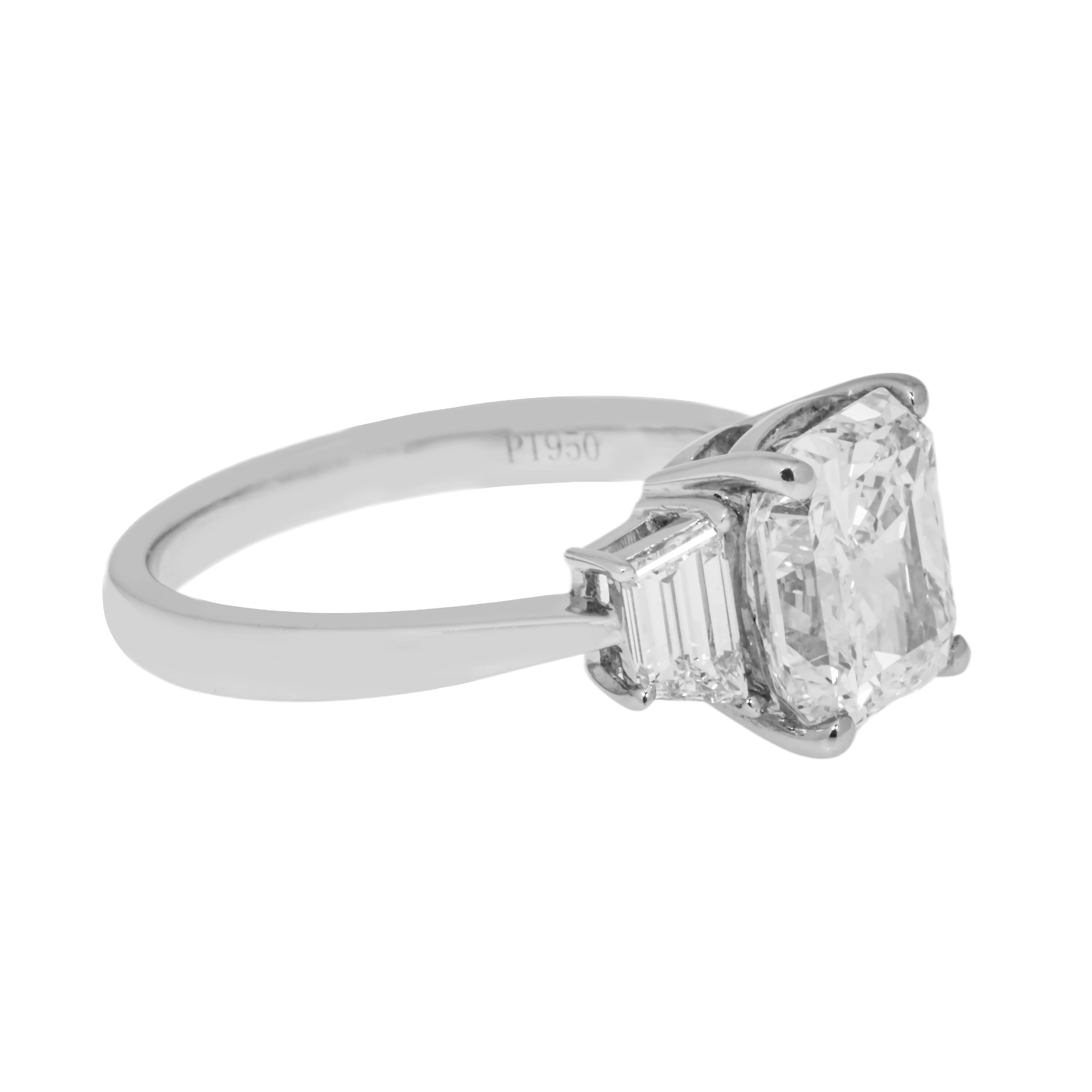 GIA Platinum 3.21ct Cushion Cut Diamond Engagement Ring 3.83ctw - Image 3