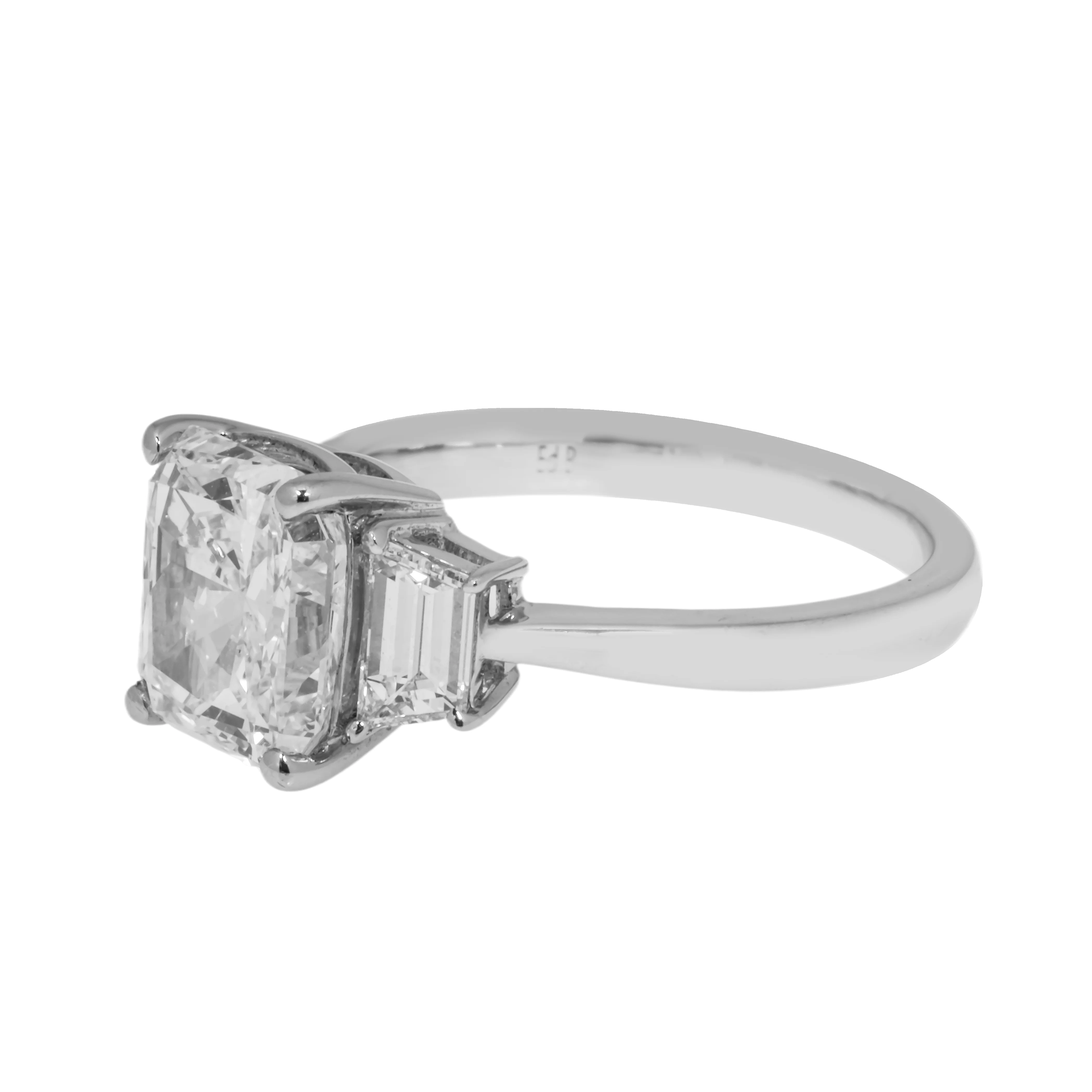 GIA Platinum 3.21ct Cushion Cut Diamond Engagement Ring 3.83ctw - Image 4