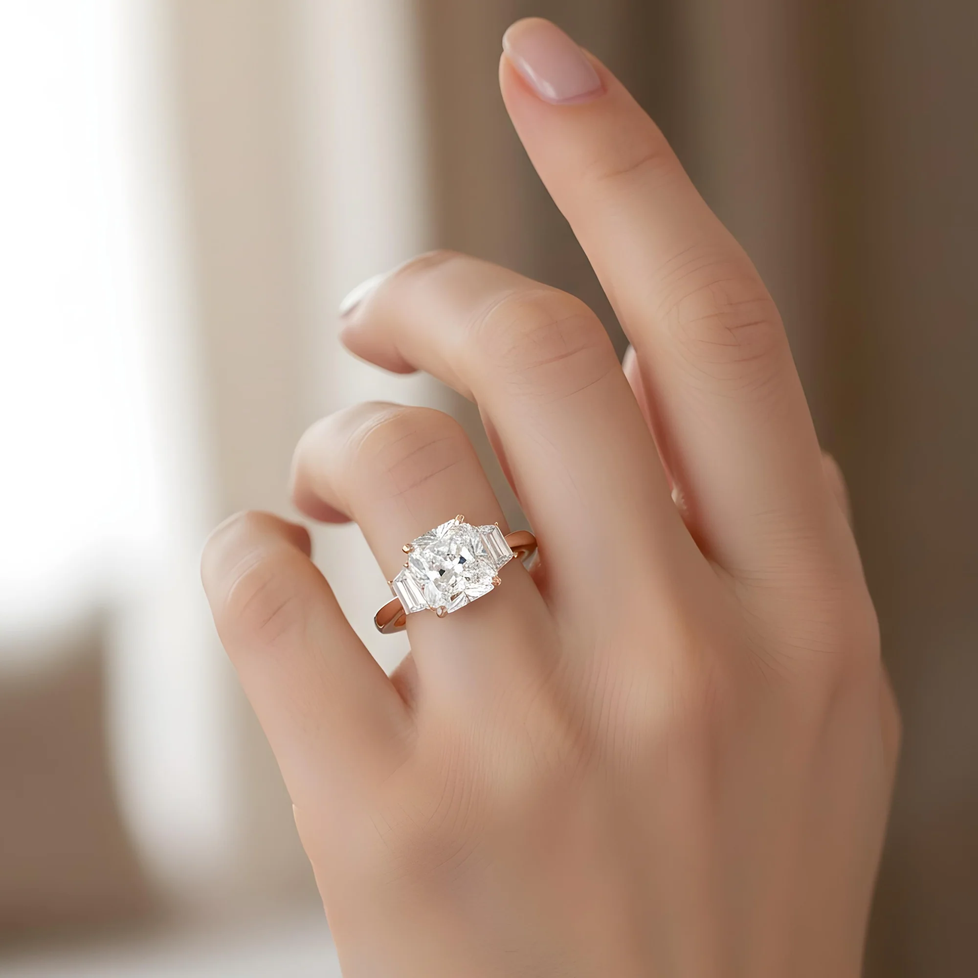GIA Platinum 3.21ct Cushion Cut Diamond Engagement Ring 3.83ctw - Image 9