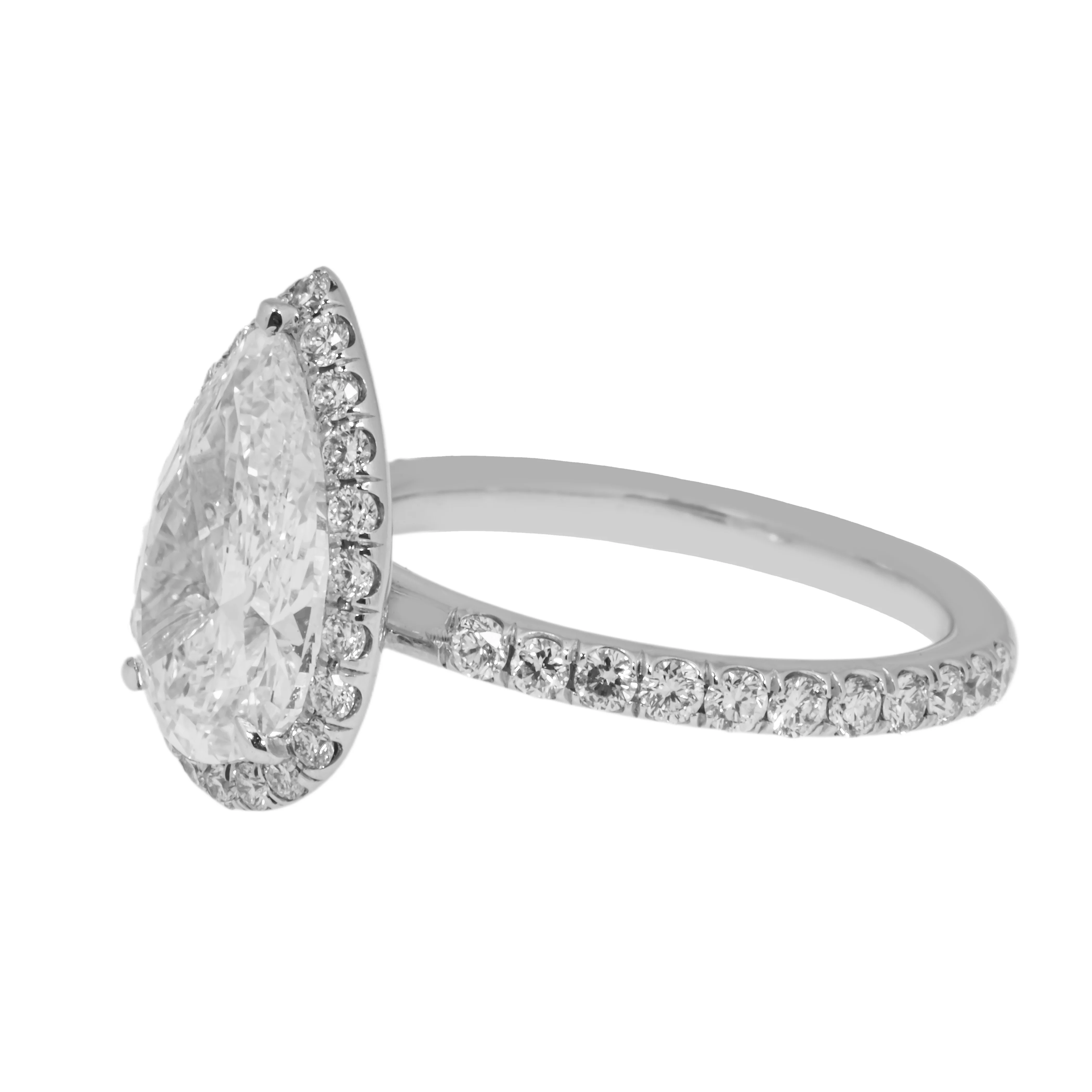 GIA Platinum 3ct Pear Cut Diamond Engagement Ring 3.92ctw - Image 4