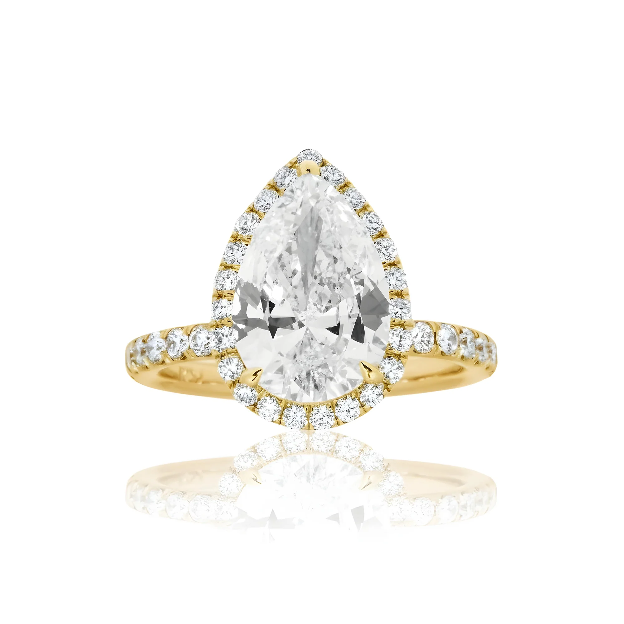 GIA Platinum 3ct Pear Cut Diamond Engagement Ring 3.92ctw - Image 7