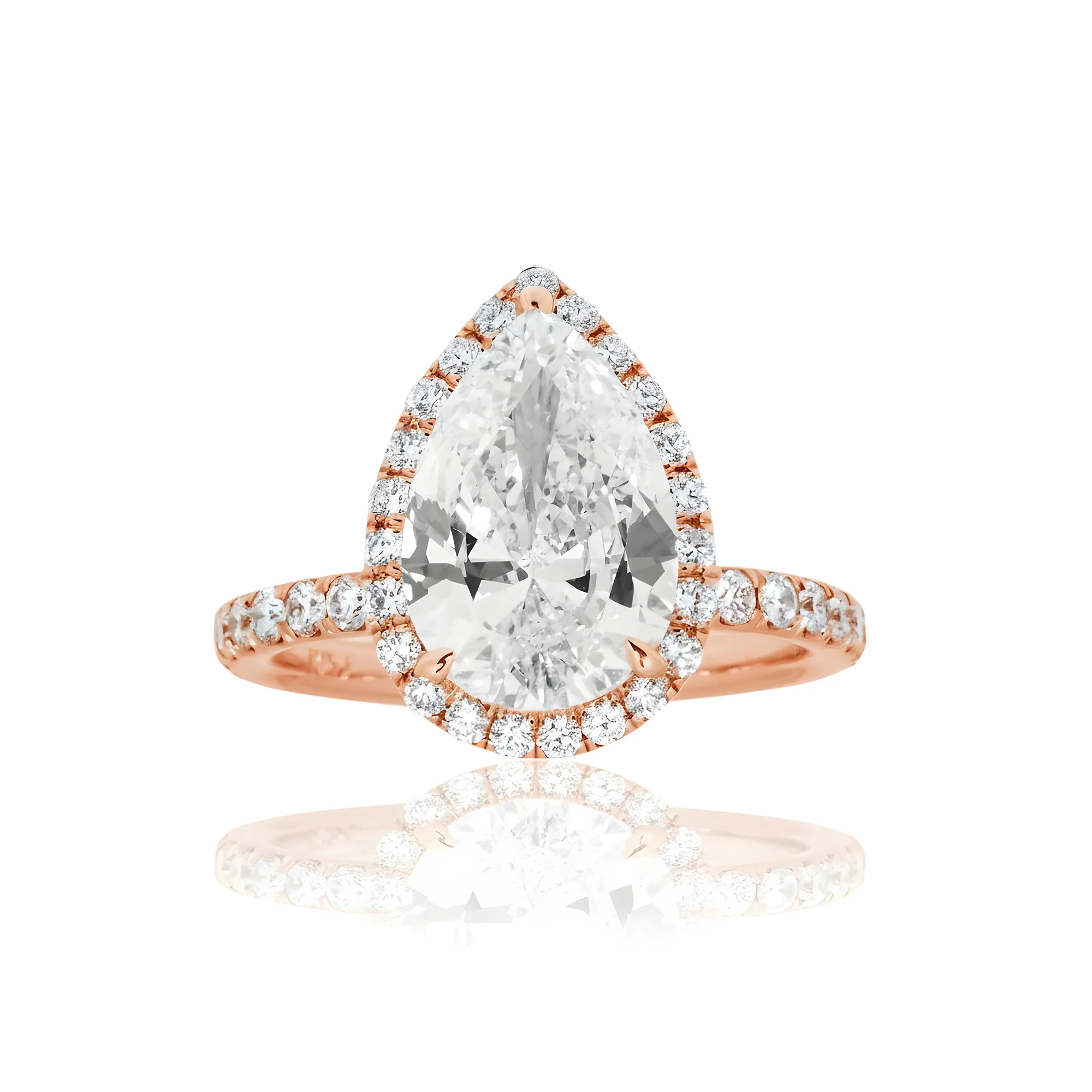 GIA Platinum 3ct Pear Cut Diamond Engagement Ring 3.92ctw - Image 9