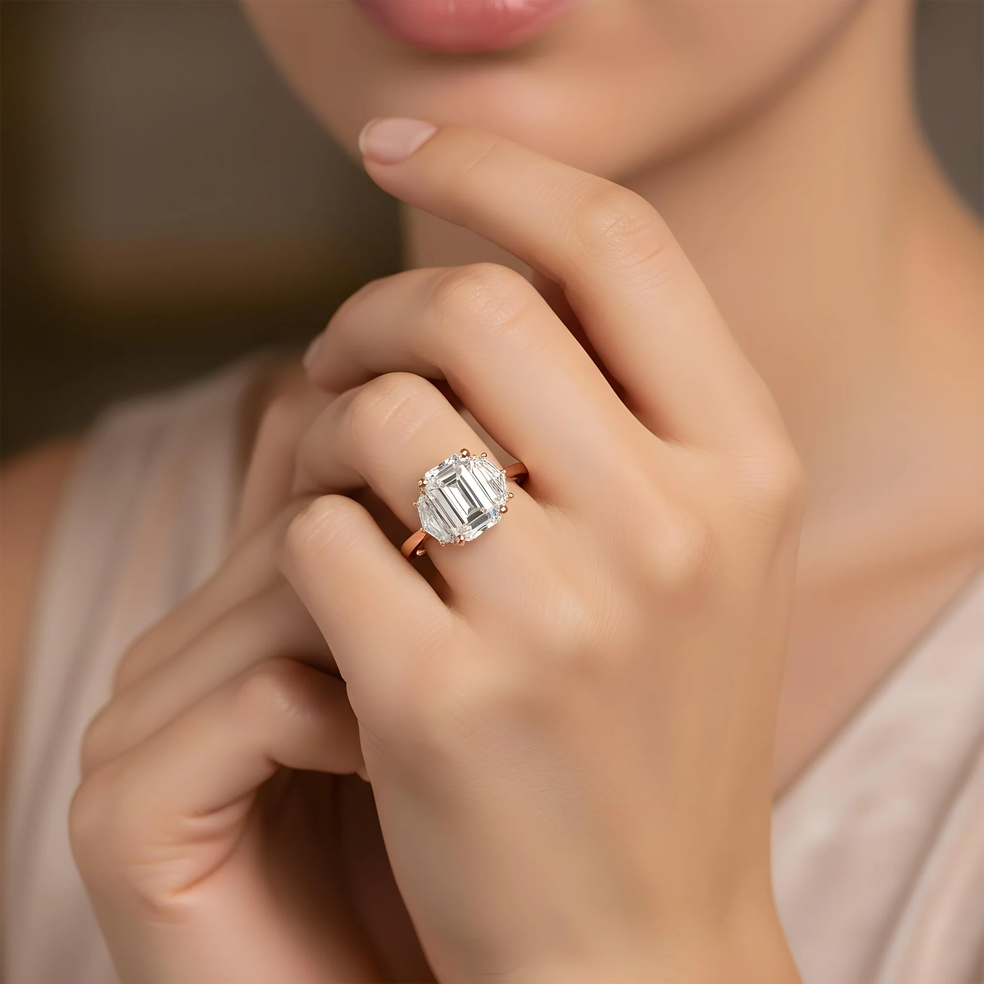 GIA Platinum 4.01ct Emerald Cut Tripe Diamond Engagement Ring 4.63ctw - Image 10