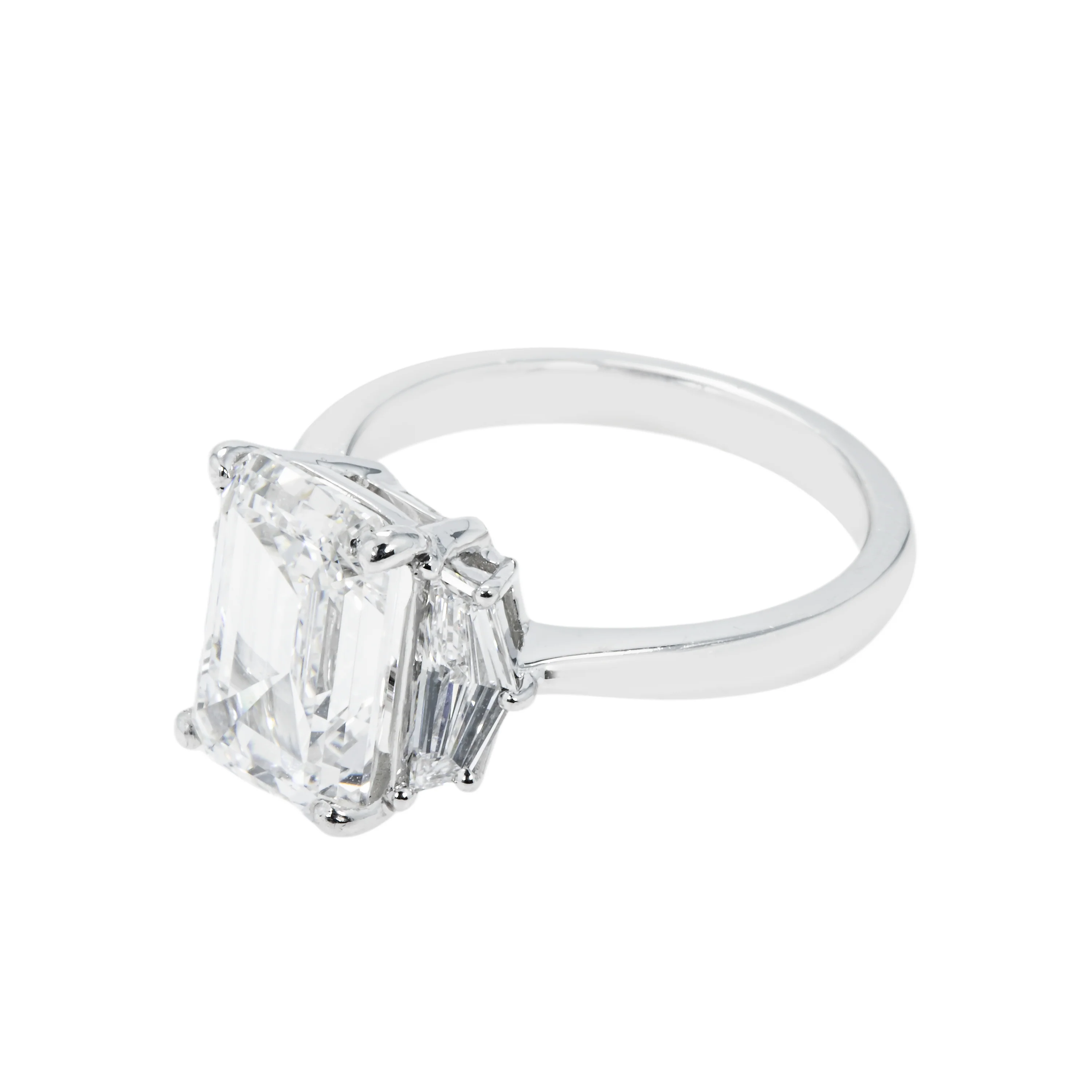 GIA Platinum 4.01ct Emerald Cut Tripe Diamond Engagement Ring 4.63ctw - Image 6