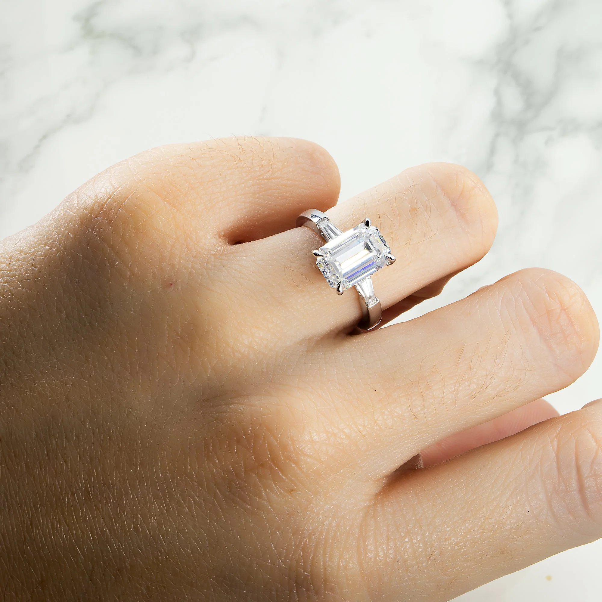 GIA Platinum 4.04ct Oval Cut Triple Diamond Engagement Ring 4.42ctw - Image 3