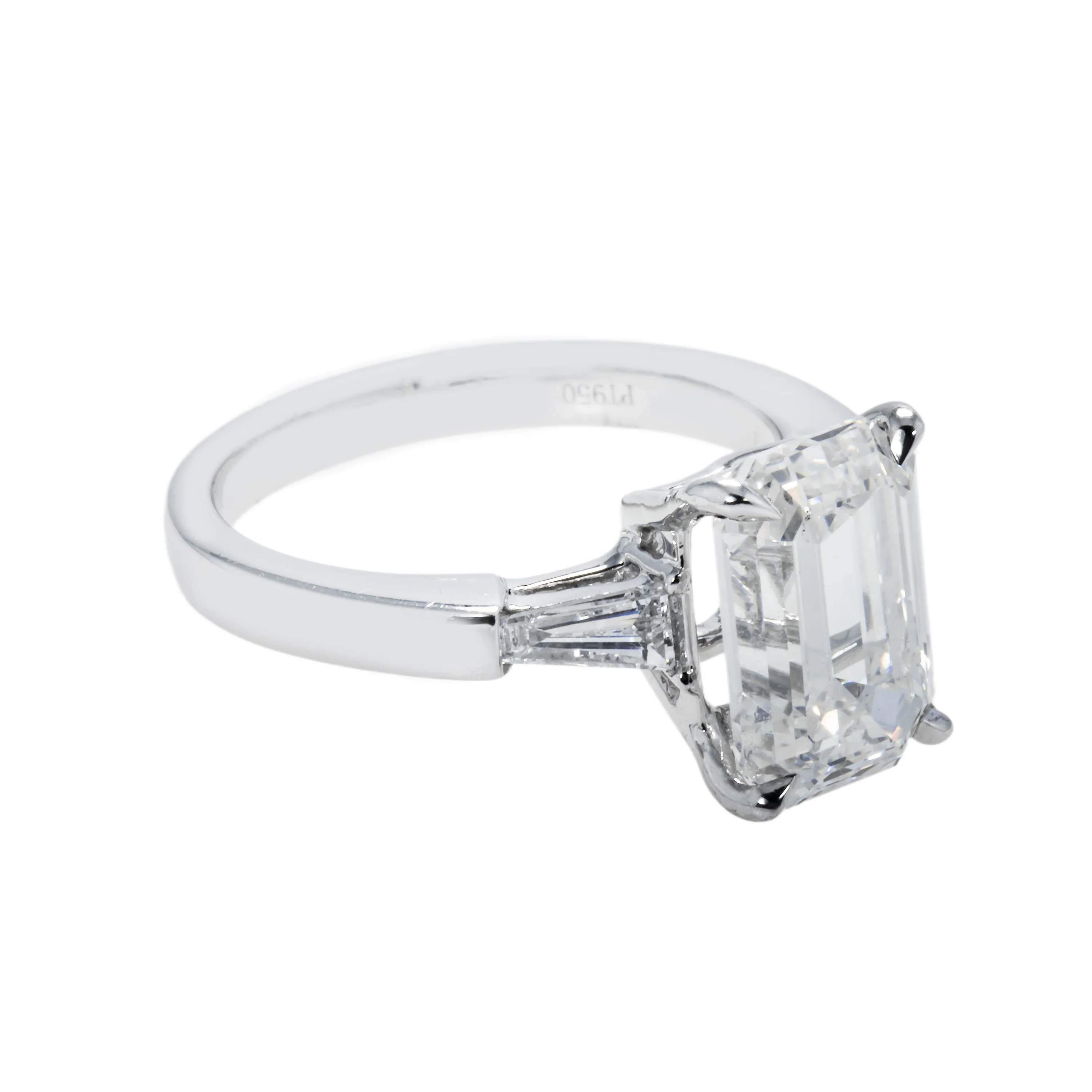 GIA Platinum 4.04ct Oval Cut Triple Diamond Engagement Ring 4.42ctw - Image 4