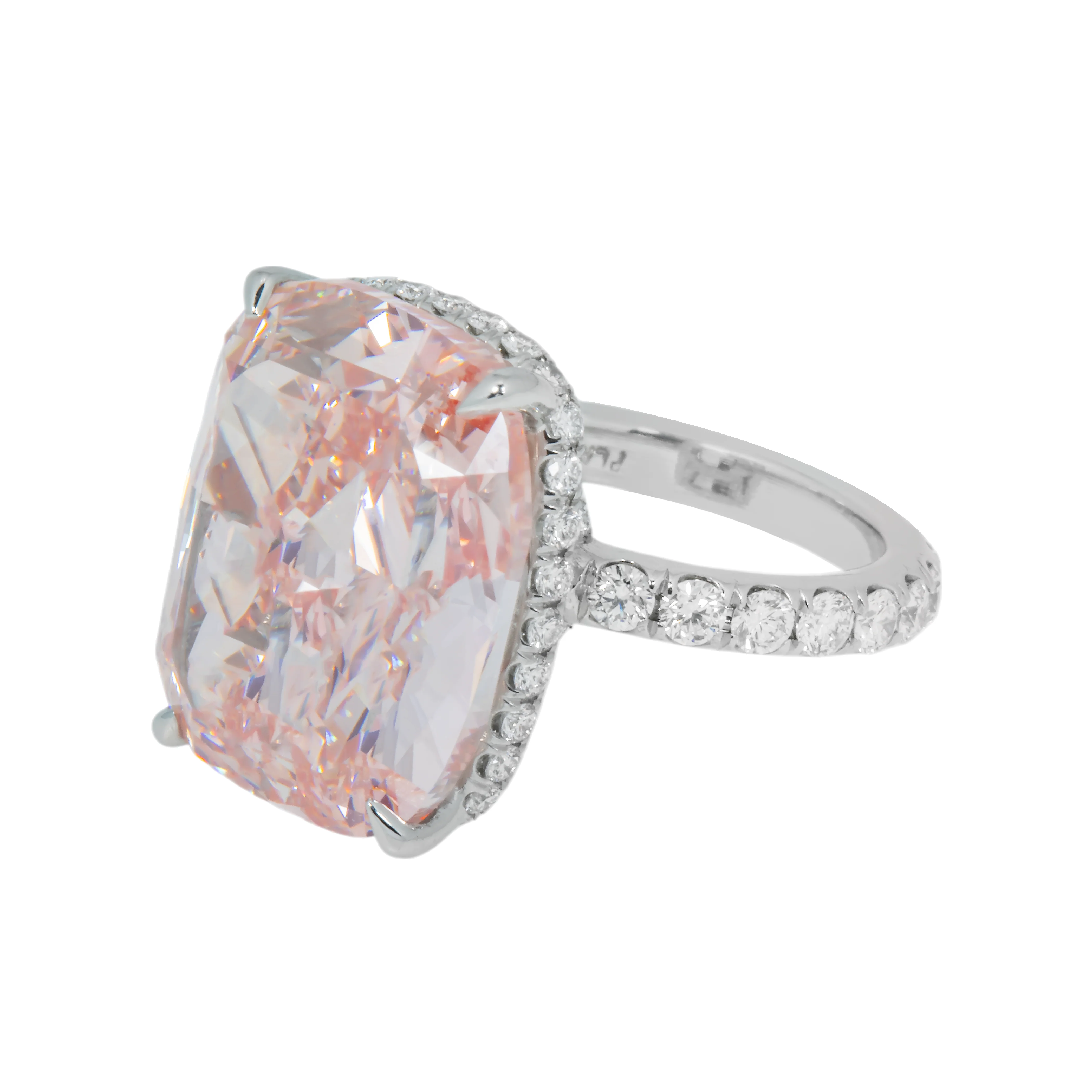 GIA Platinum 20.16ct Cushion Cut Fancy Intense Pink Diamond Ring 21.96ctw - Image 4