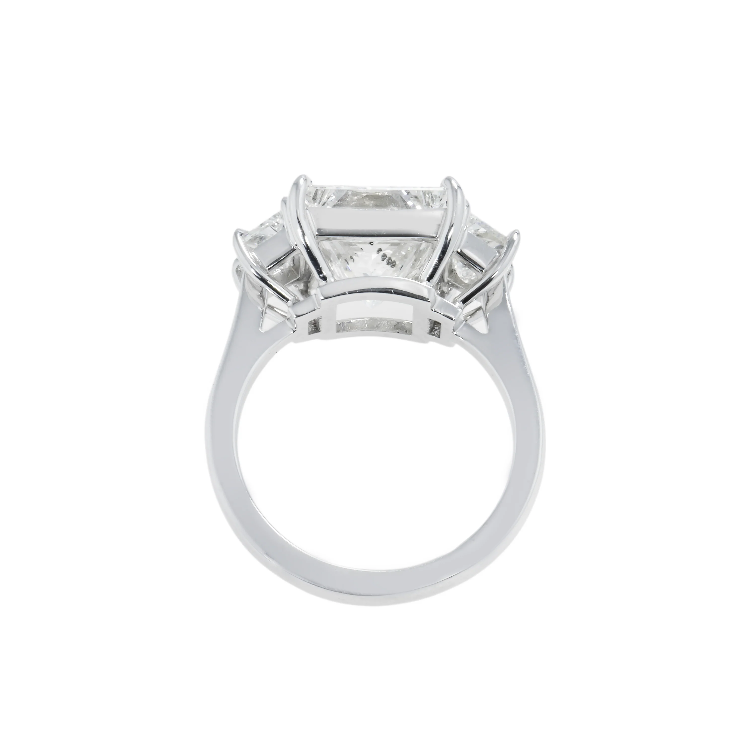 GIA Platinum 5.07ct Princess Cut Triple Diamond Engagement Ring 6.40ctw - Image 5