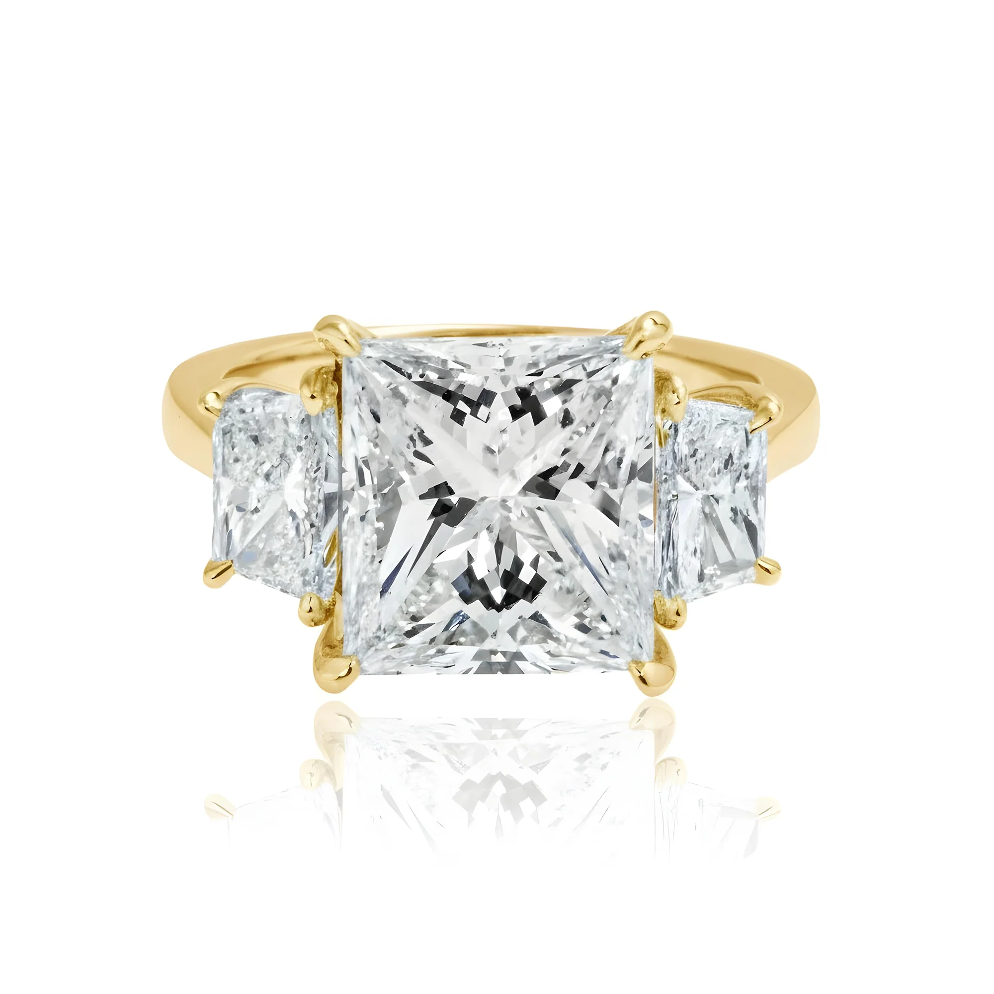 GIA Platinum 5.07ct Princess Cut Triple Diamond Engagement Ring 6.40ctw - Image 7