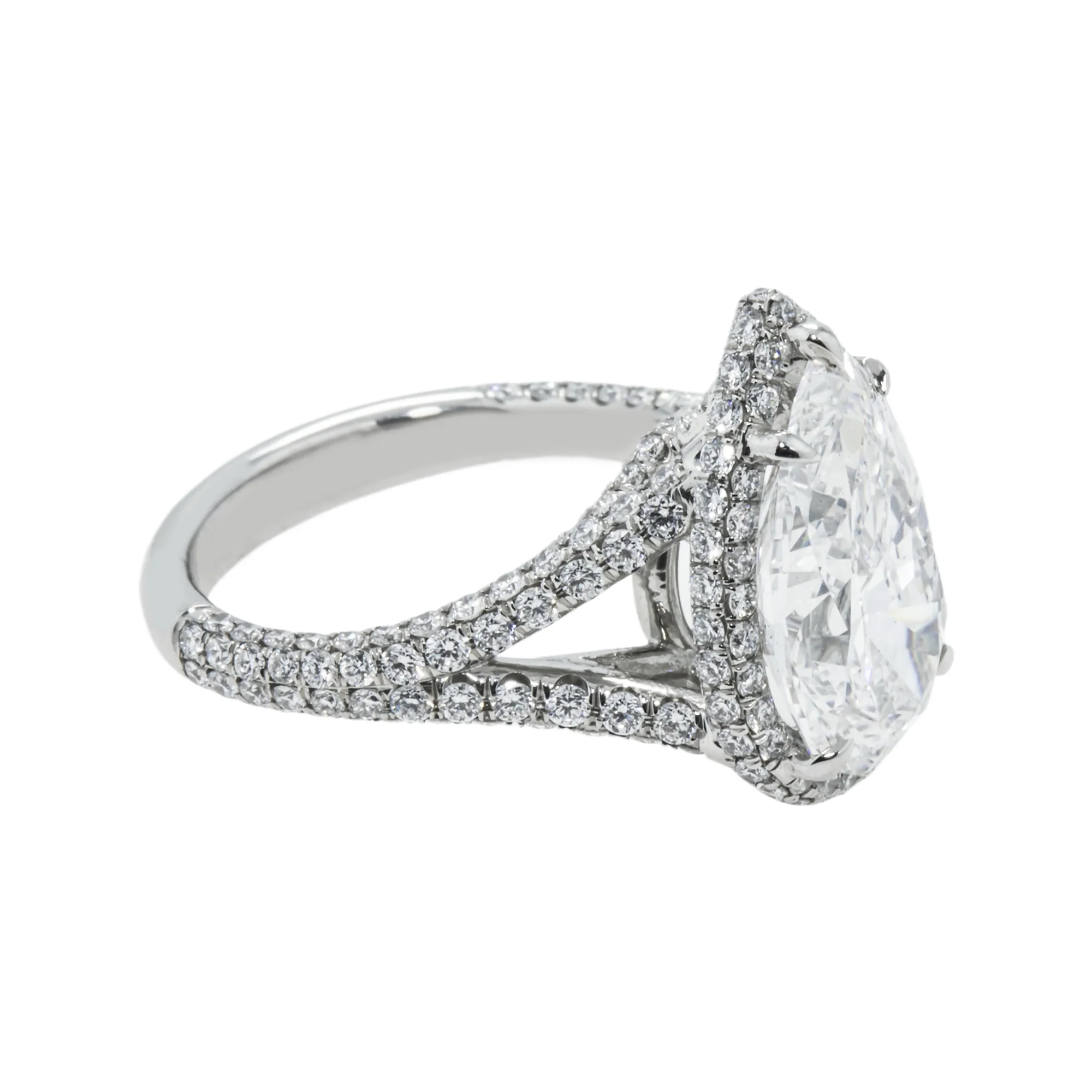 GIA Platinum 5.09ct Internally Flawless Pear Cut Diamond Engagement Ring 6.89ctw - Image 4