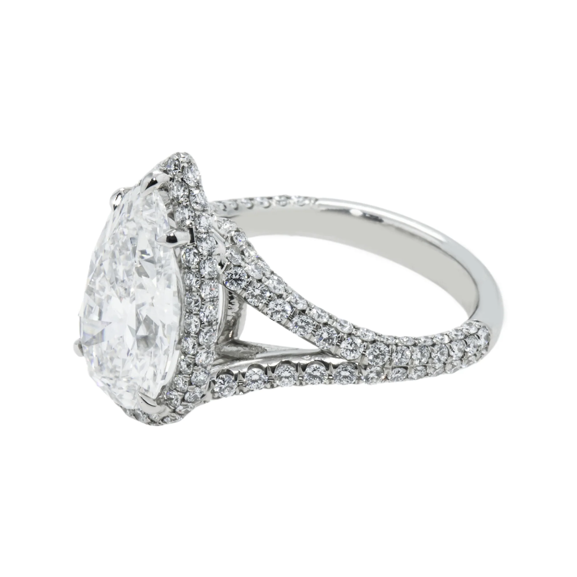GIA Platinum 5.09ct Internally Flawless Pear Cut Diamond Engagement Ring 6.89ctw - Image 6
