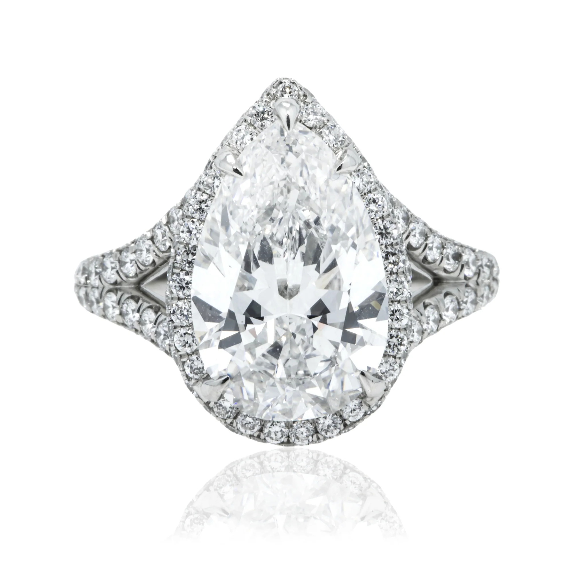 GIA Platinum 5.09ct Internally Flawless Pear Cut Diamond Engagement Ring 6.89ctw - Image 7