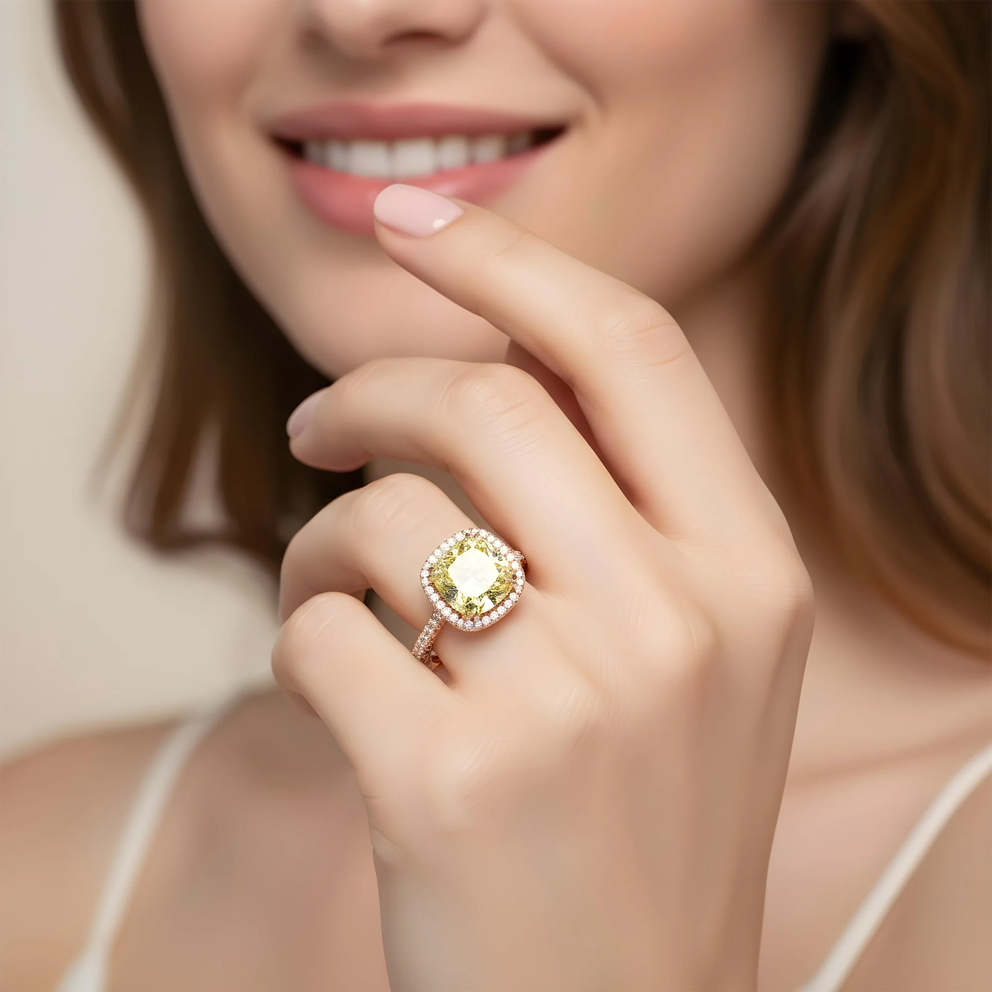 GIA Platinum 5.10ct Cushion Cut Canary Yellow Diamond Ring 5.88ctw - Image 9