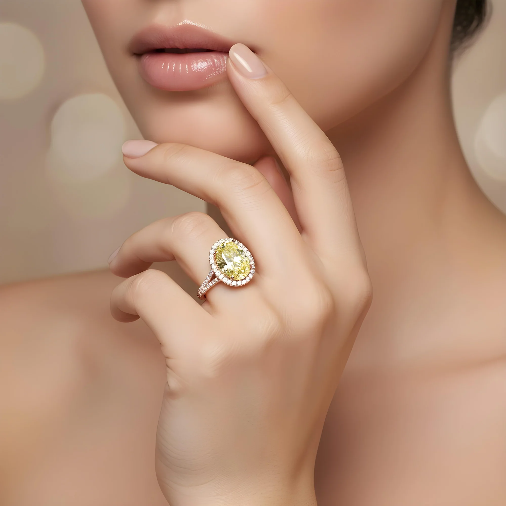GIA Platinum 5.61ct Oval Cut Canary Yellow Diamond Ring 6.61ctw - Image 10