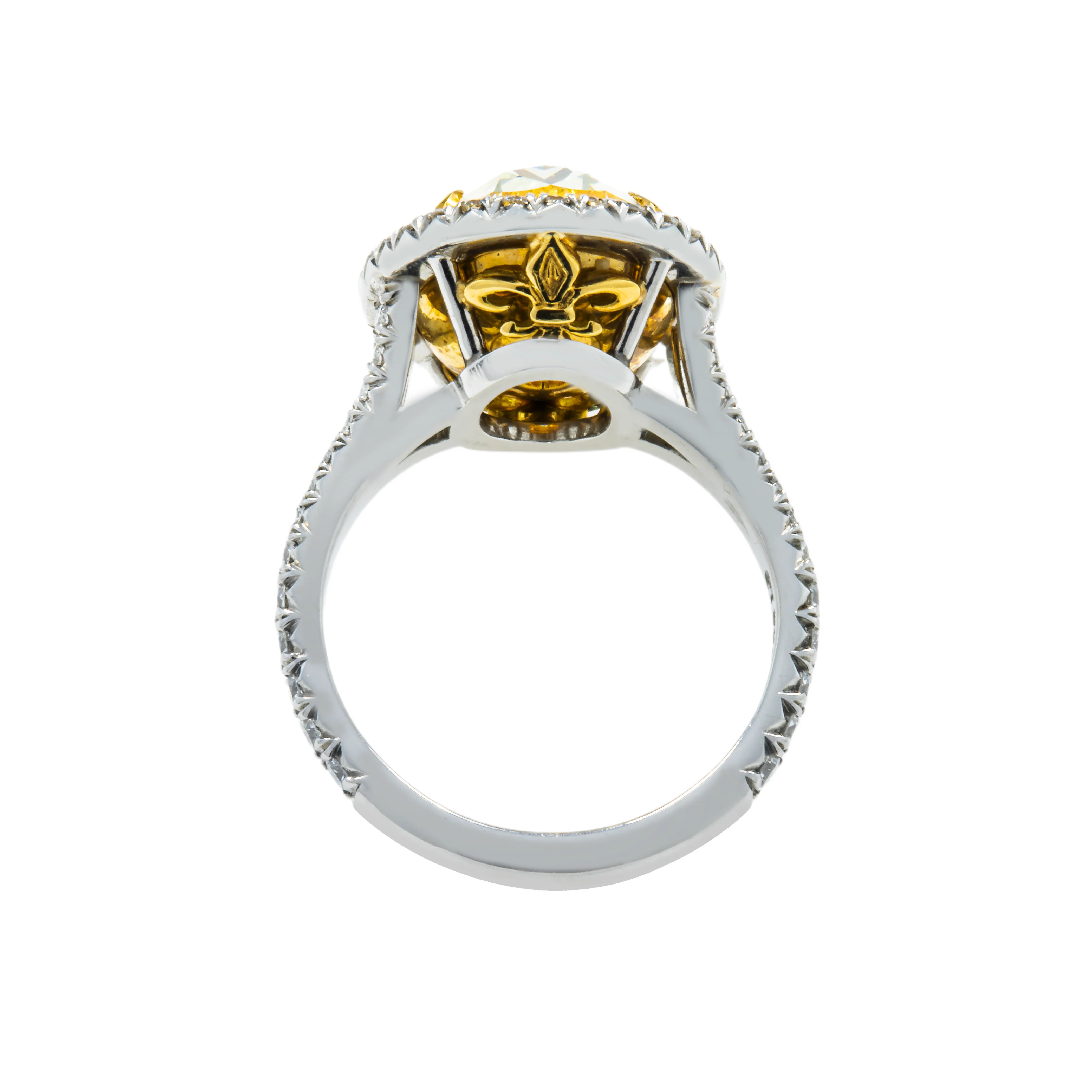 GIA Platinum 5.61ct Oval Cut Canary Yellow Diamond Ring 6.61ctw - Image 4