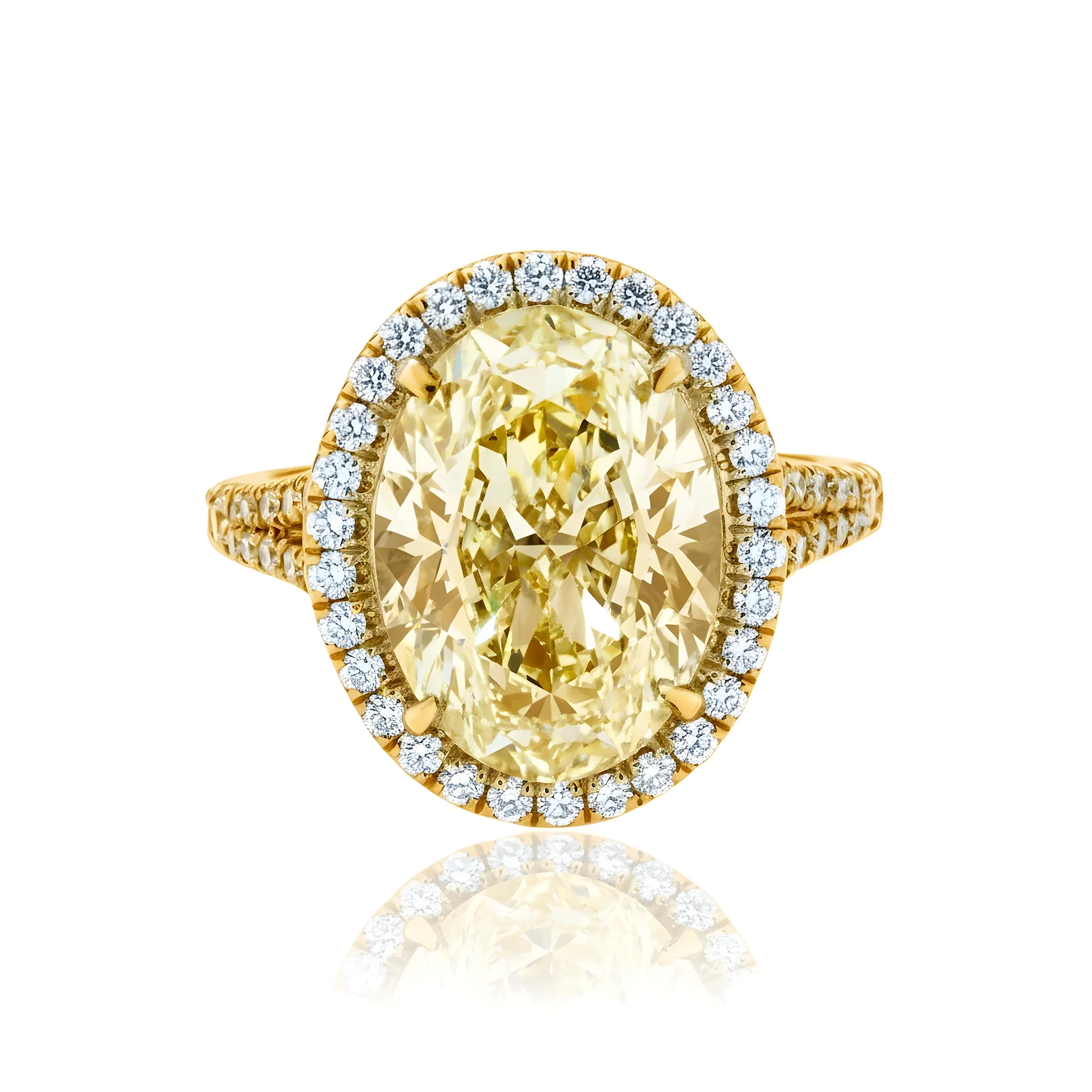 GIA Platinum 5.61ct Oval Cut Canary Yellow Diamond Ring 6.61ctw - Image 7