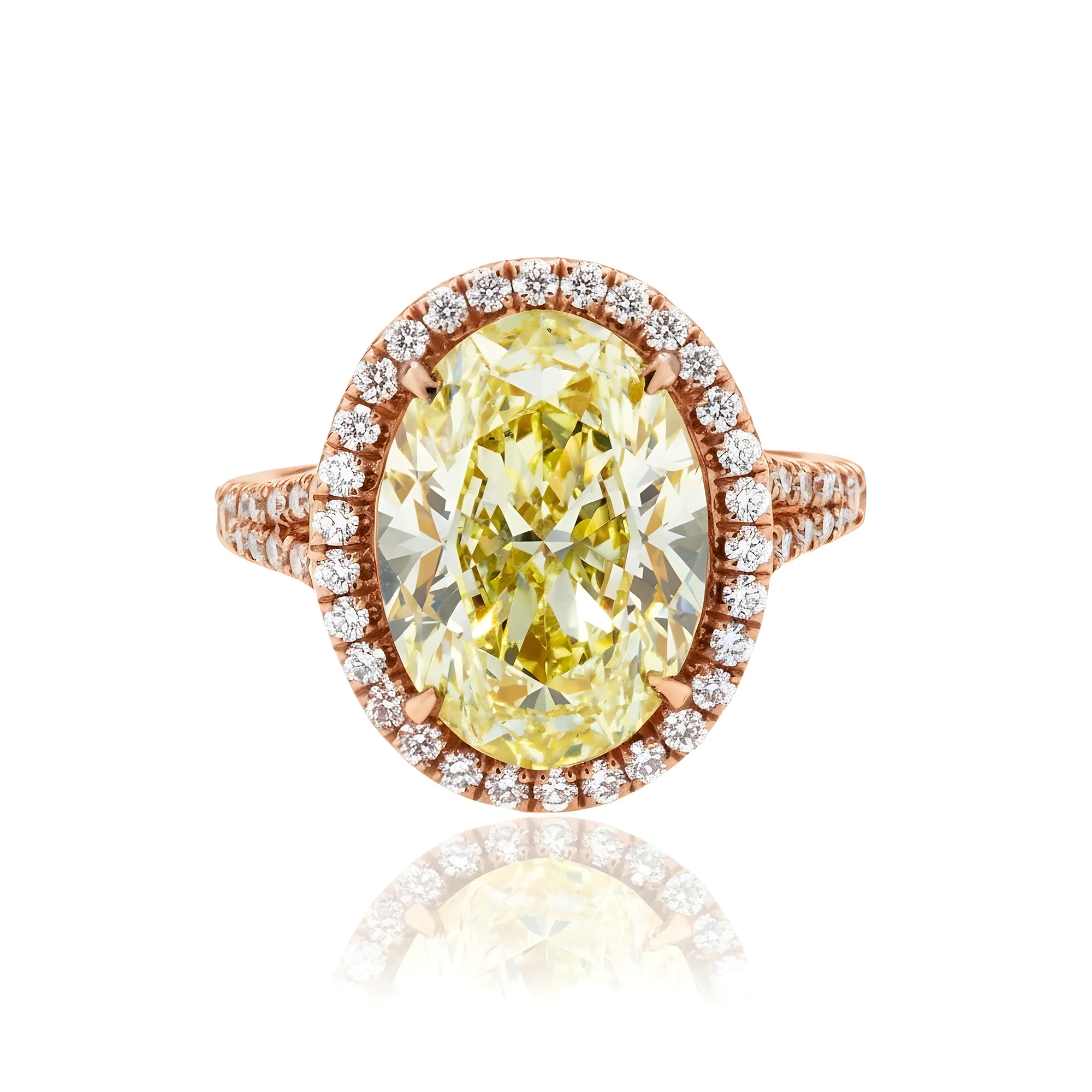 GIA Platinum 5.61ct Oval Cut Canary Yellow Diamond Ring 6.61ctw - Image 9