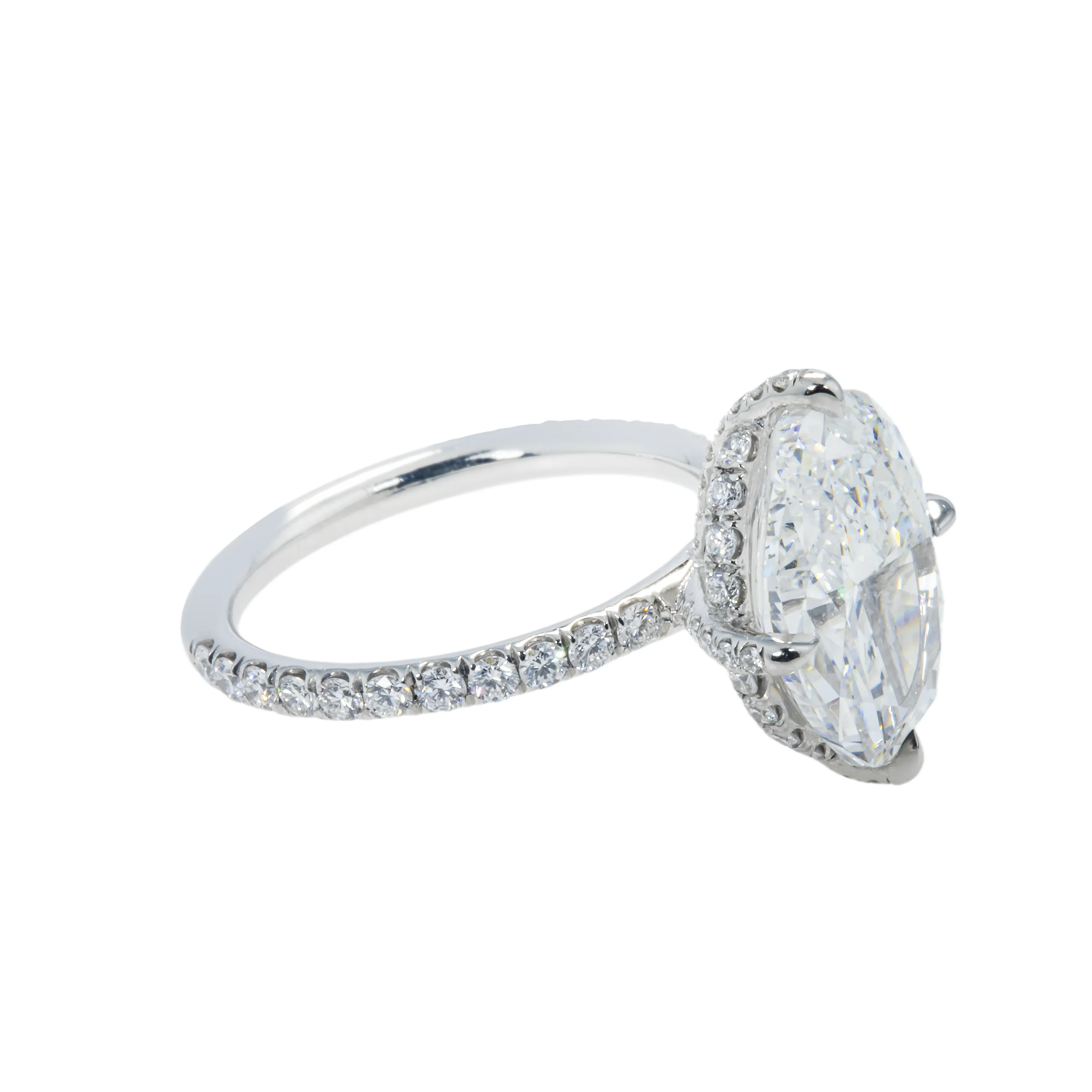 GIA Platinum 5ct Oval Cut Diamond Engagement Ring 5.75ctw - Image 4