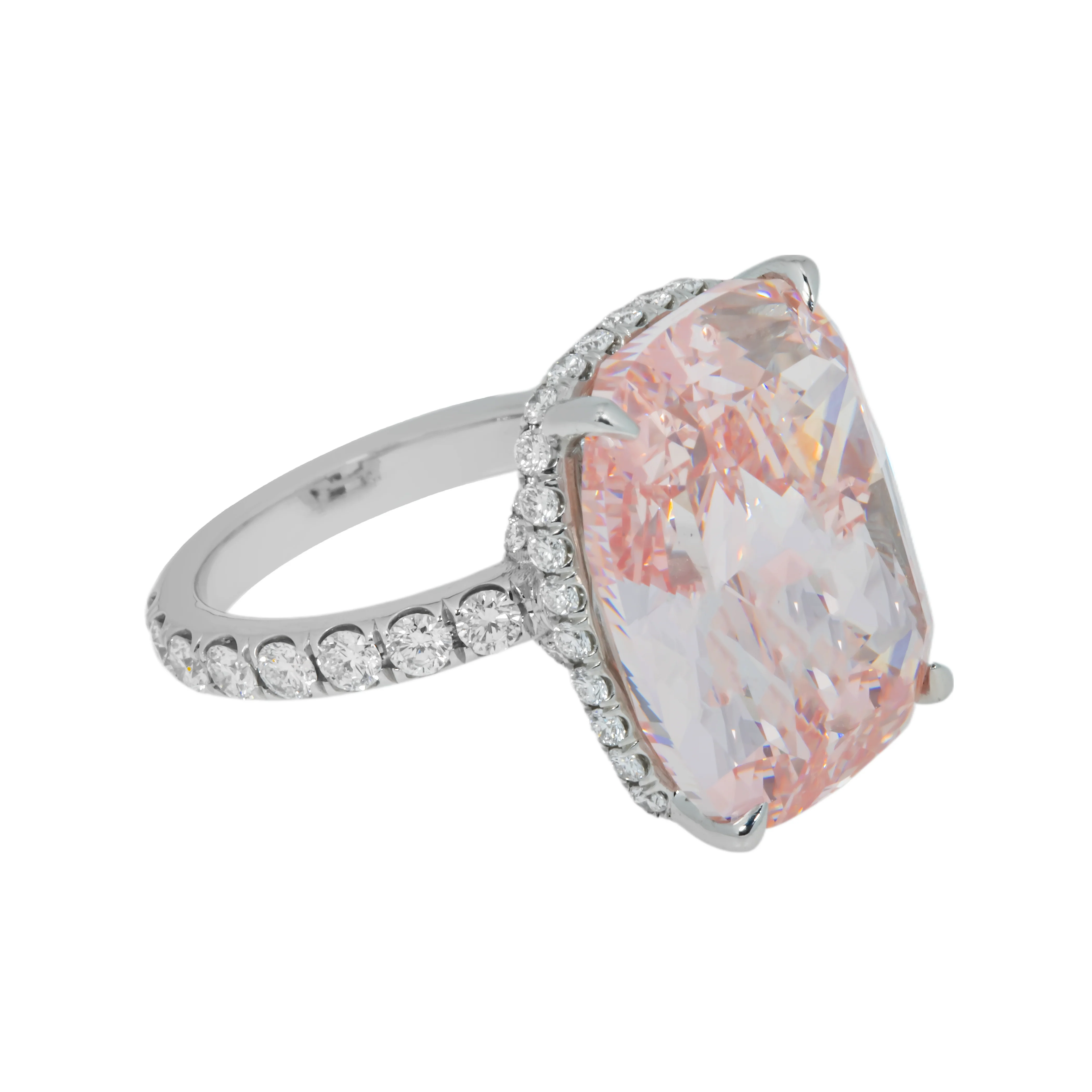 GIA Platinum 20.16ct Cushion Cut Fancy Intense Pink Diamond Ring 21.96ctw - Image 6