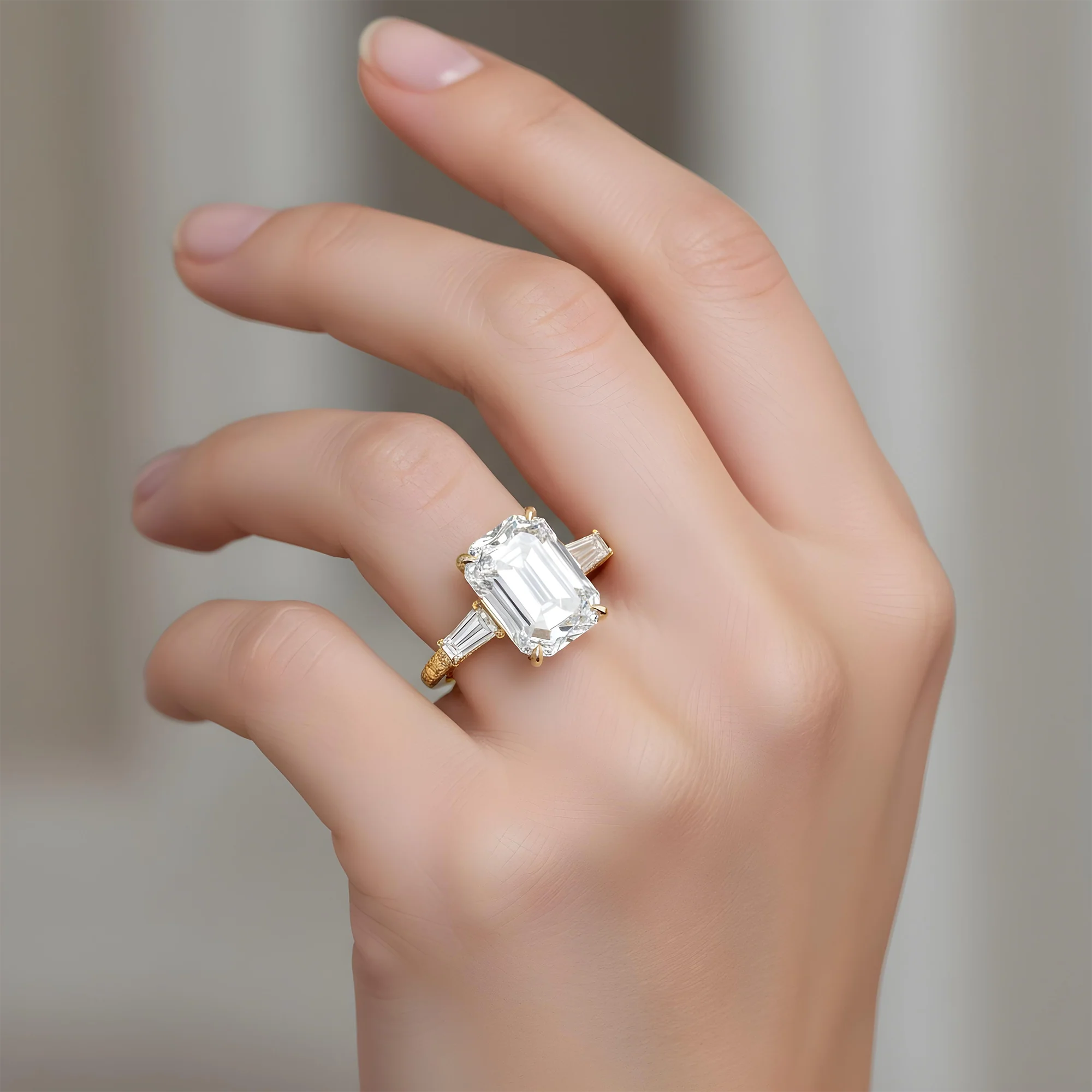 GIA Platinum 7.62ct Emerald Cut Triple Diamond Engagement Ring 8.82ctw - Image 8