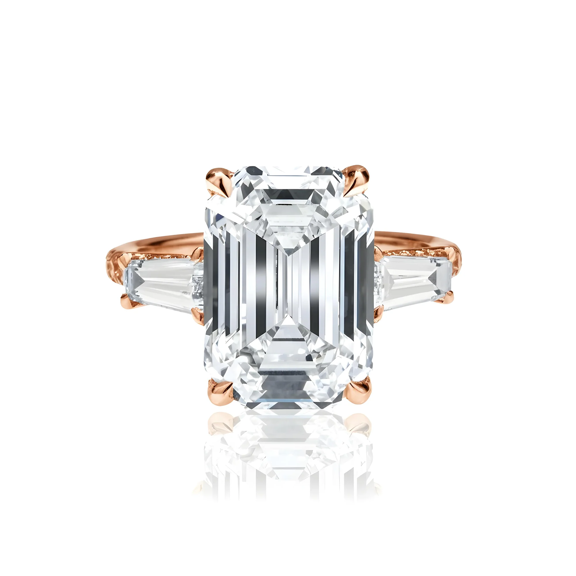 GIA Platinum 7.62ct Emerald Cut Triple Diamond Engagement Ring 8.82ctw - Image 9