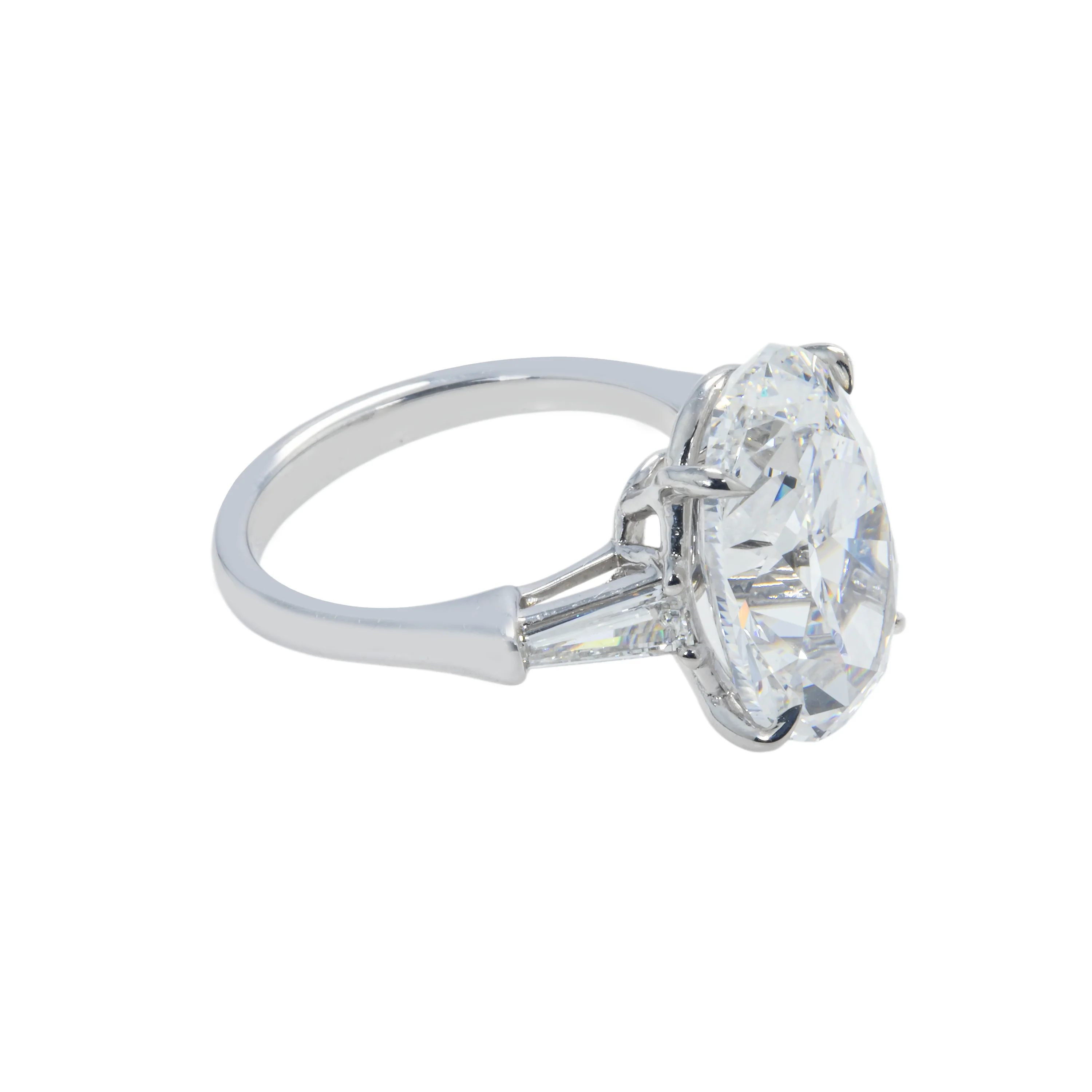 GIA Platinum 8.02ct Oval Cut Triple Diamond Engagement Ring 8.39ctw - Image 4
